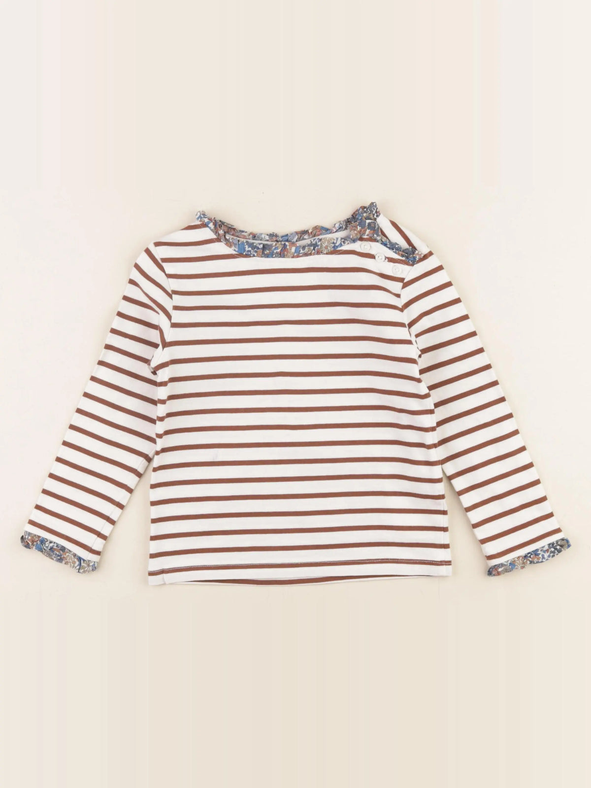 Cyrillus - tee-shirt blanc, marron - 3 ans