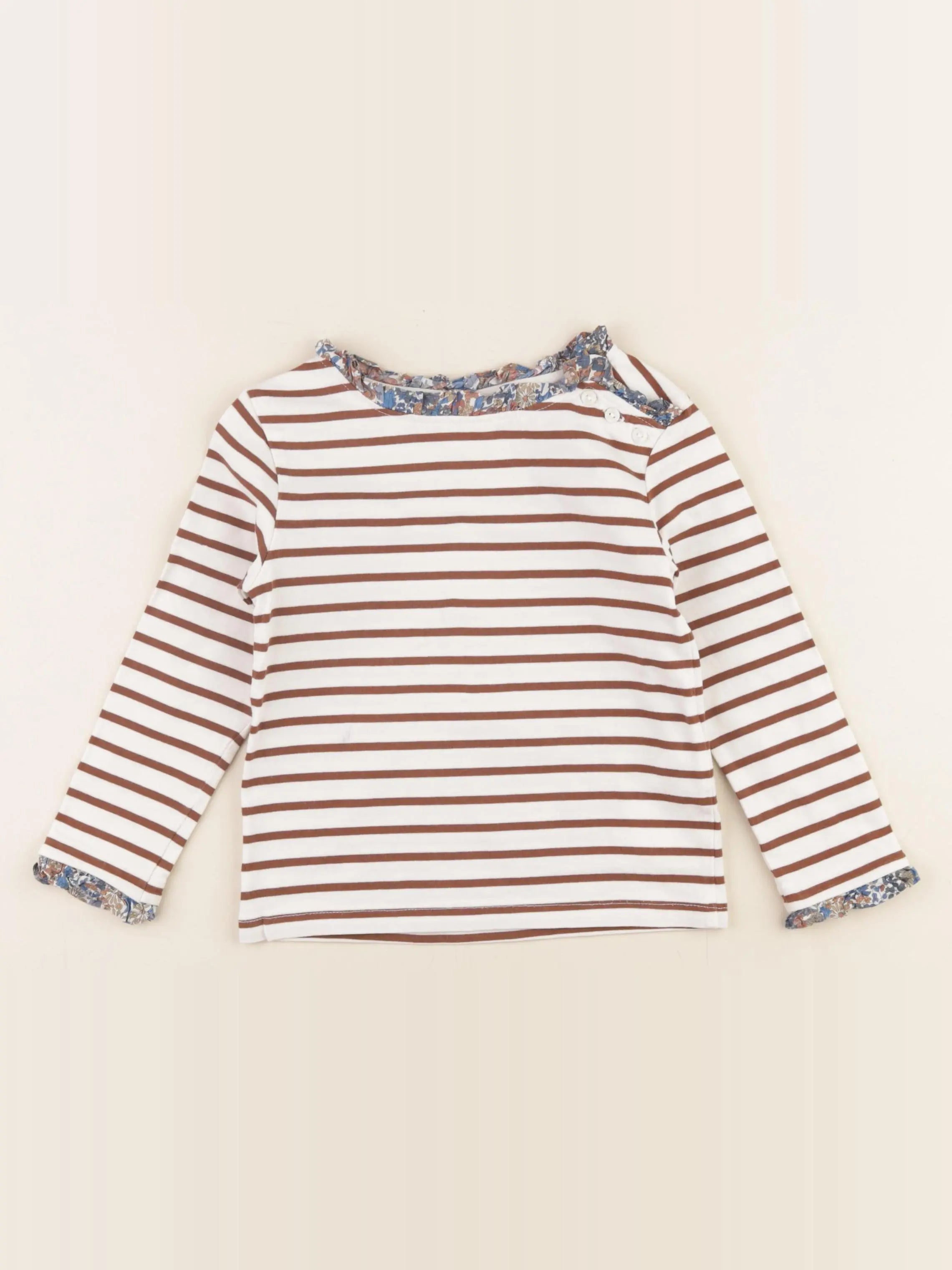 Cyrillus - tee-shirt blanc, marron - 3 ans