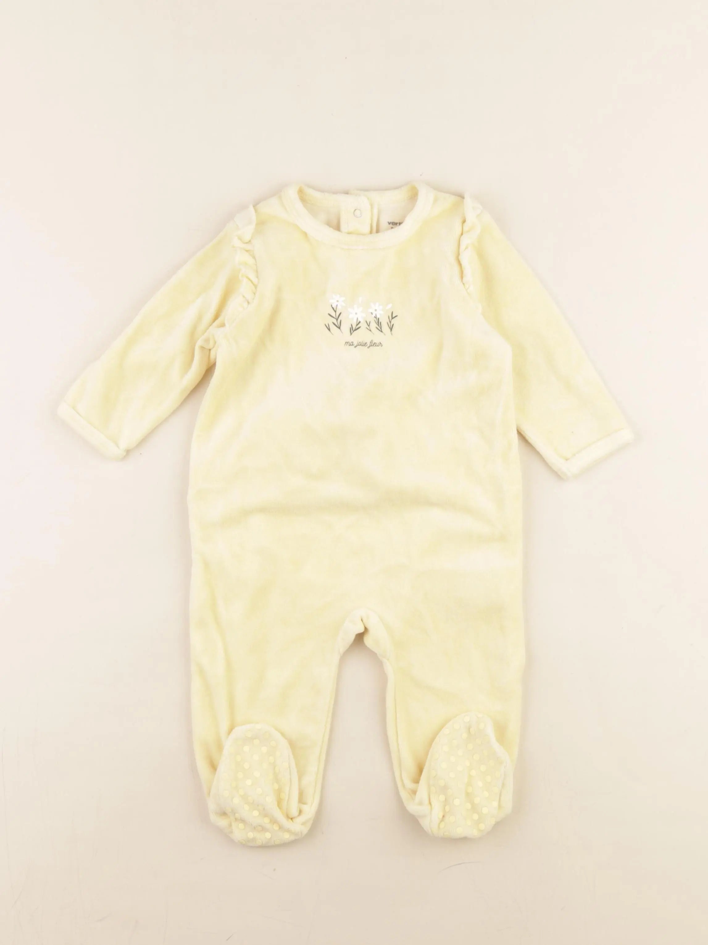 Vertbaudet - pyjama velours jaune - 9 mois