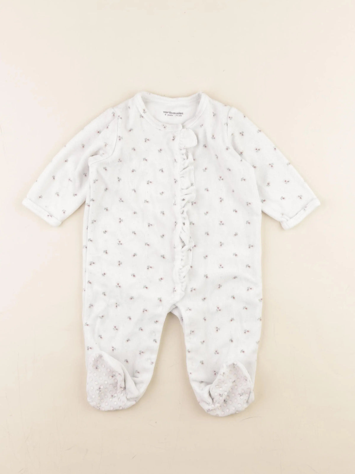 Vertbaudet - pyjama velours blanc - 9 mois