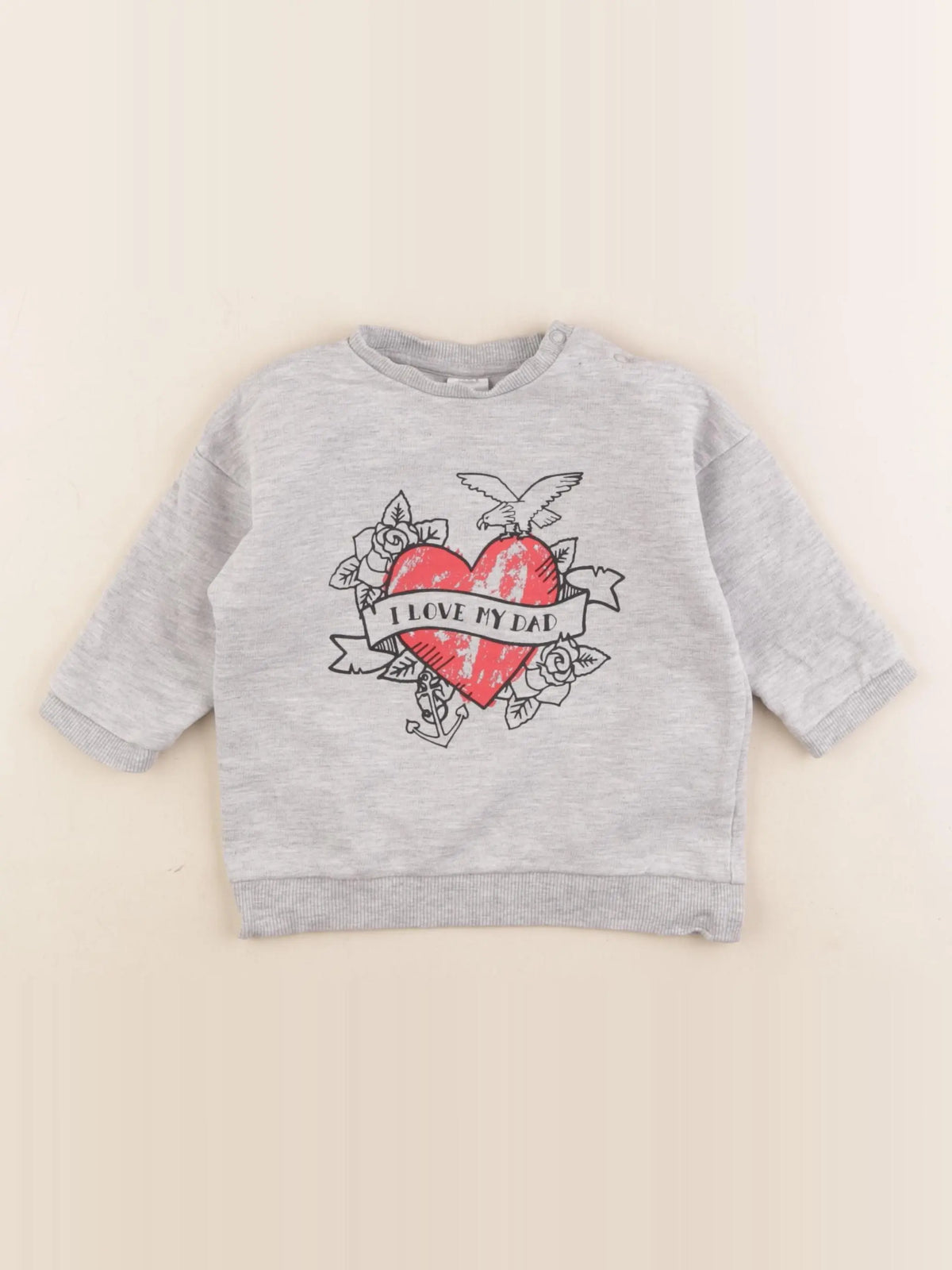 H&M - sweat gris - 6/9 mois