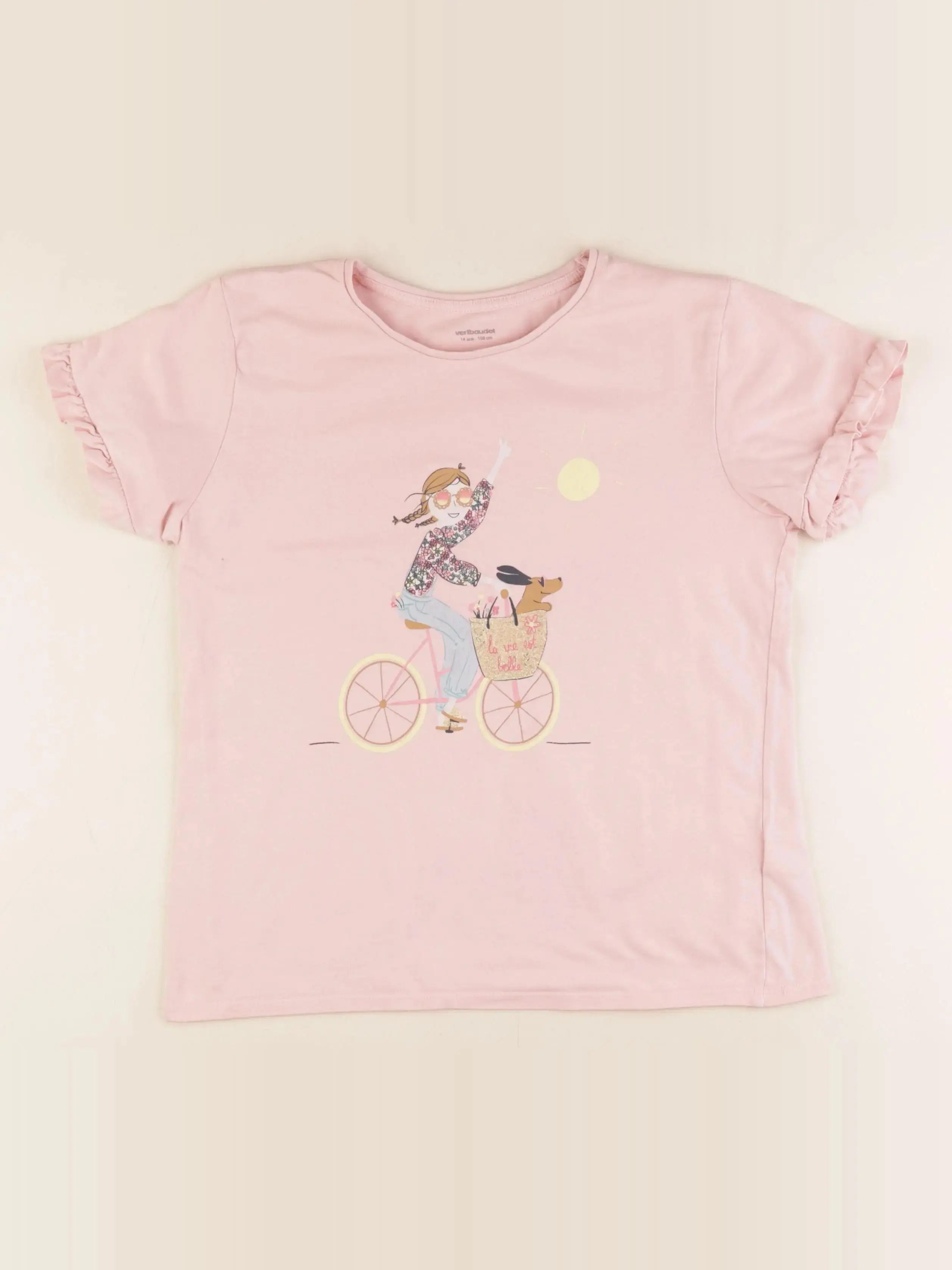 Vertbaudet - tee-shirt rose - 14 ans