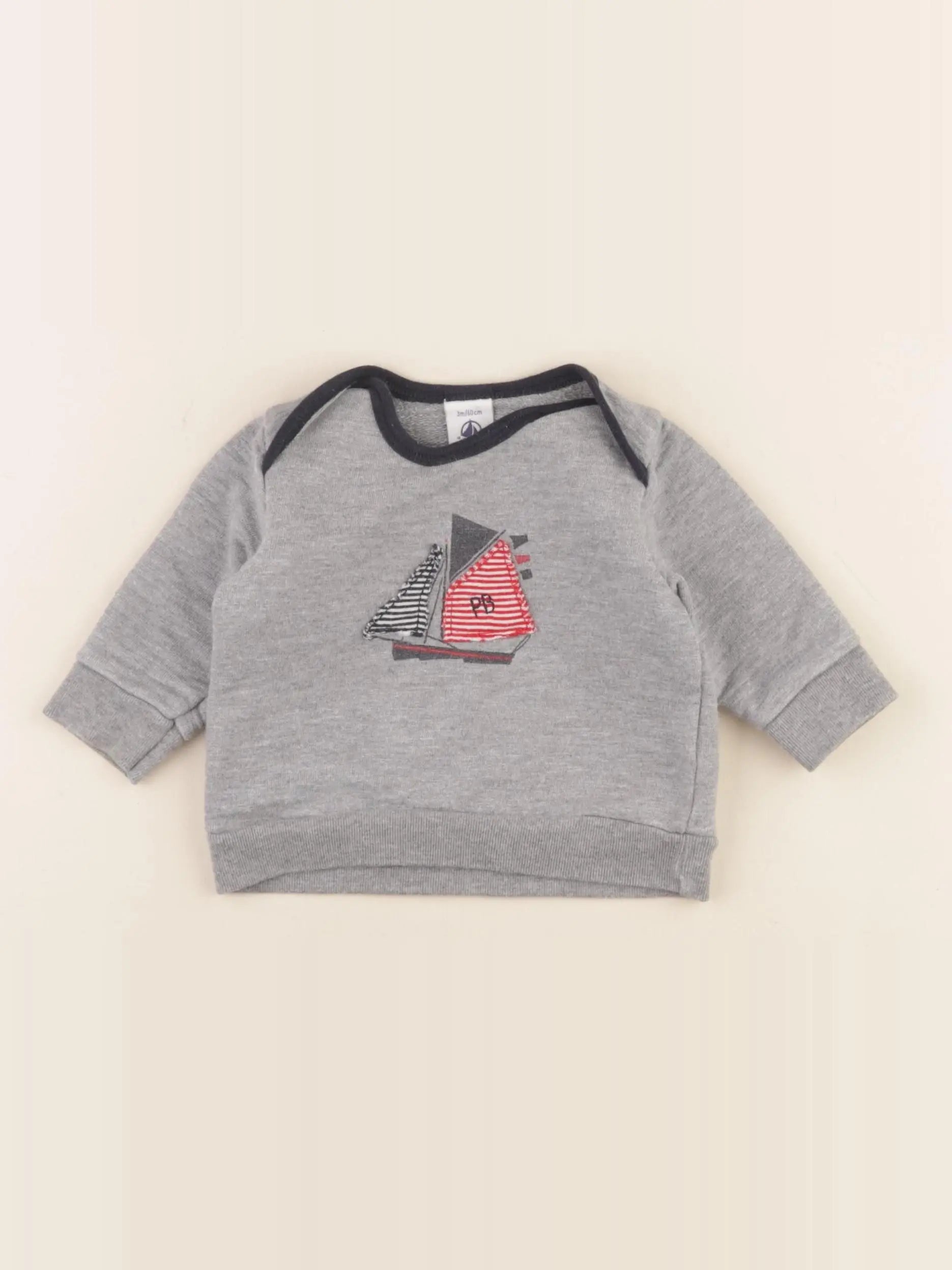 Petit Bateau - tee-shirt gris - 3 mois
