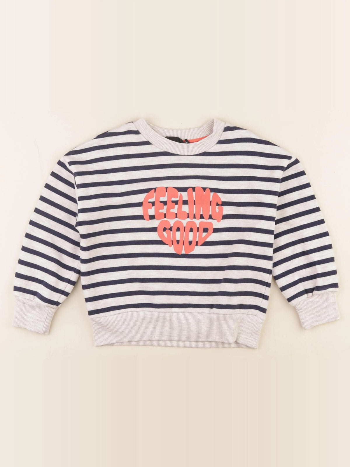 Monoprix - sweat beige, bleu - 6 ans
