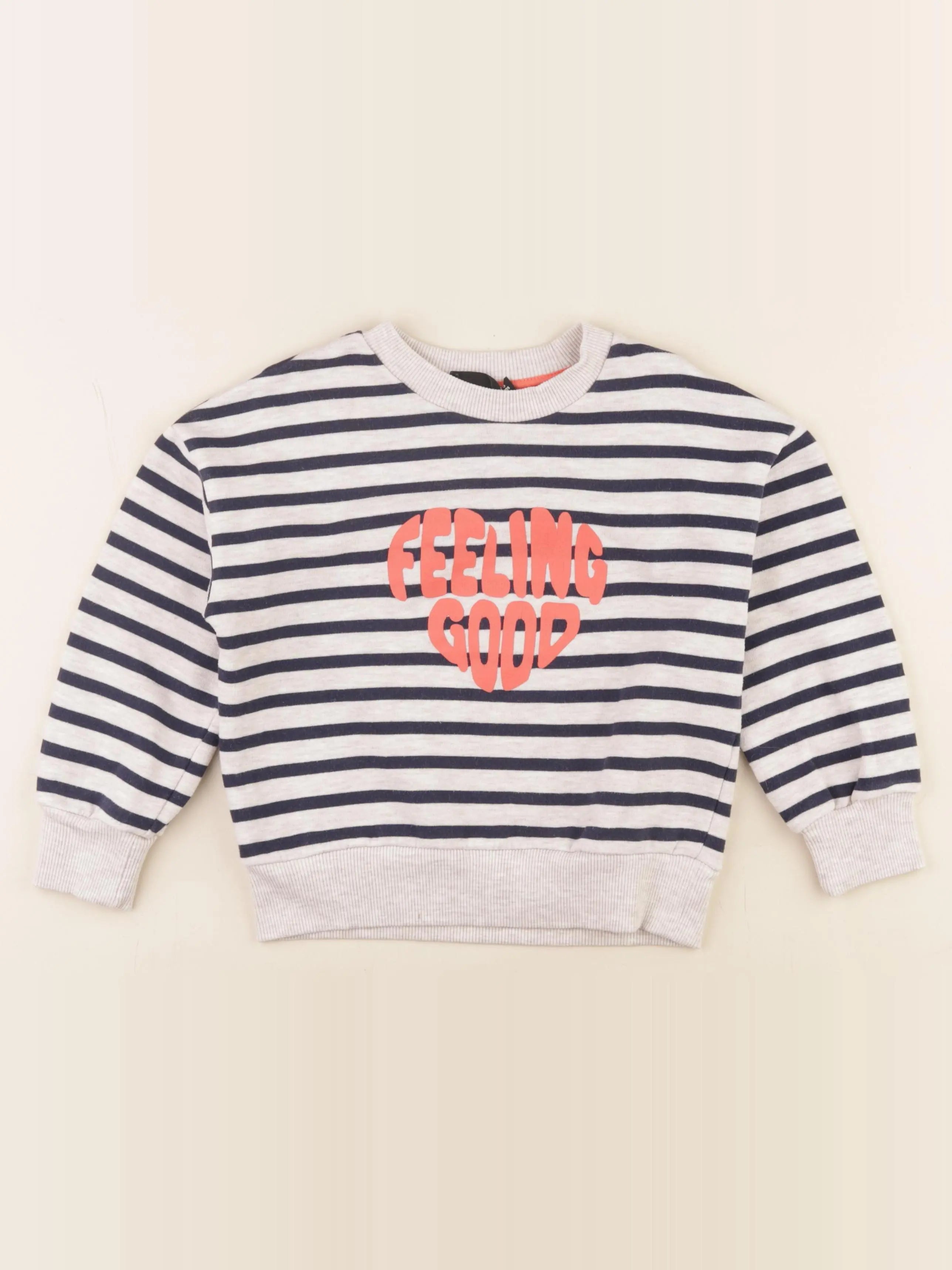 Monoprix - sweat beige, bleu - 6 ans