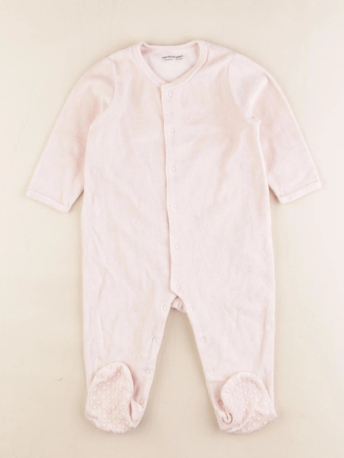 Vertbaudet - pyjama velours rose - 12 mois