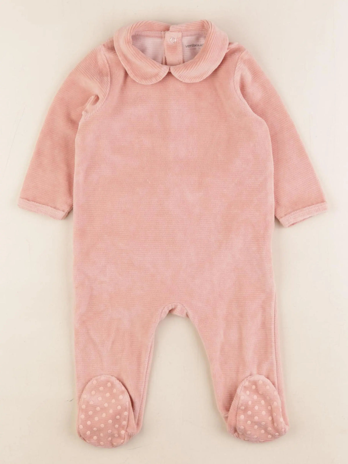 Vertbaudet - pyjama velours rose - 12 mois