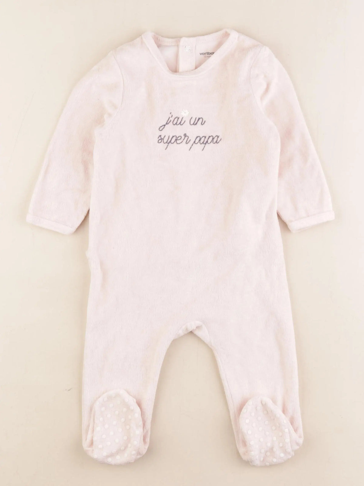 Vertbaudet - pyjama velours rose - 12 mois