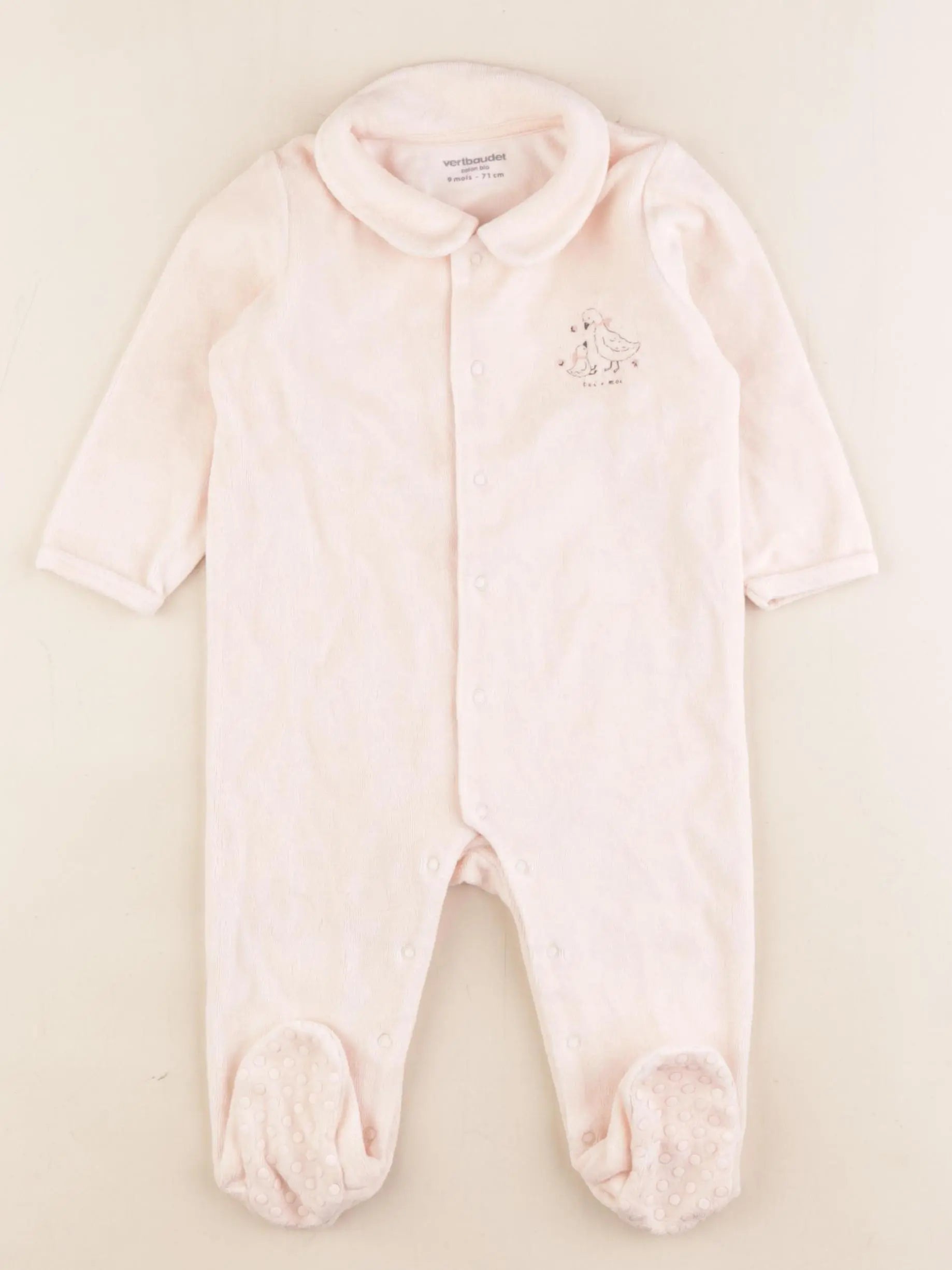 Vertbaudet - pyjama velours rose - 9 mois