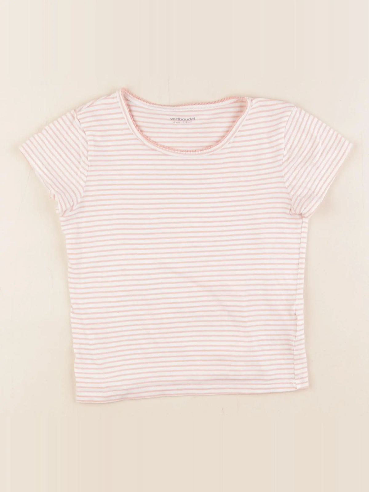 Vertbaudet - maillot de corps blanc, rose - 6 ans