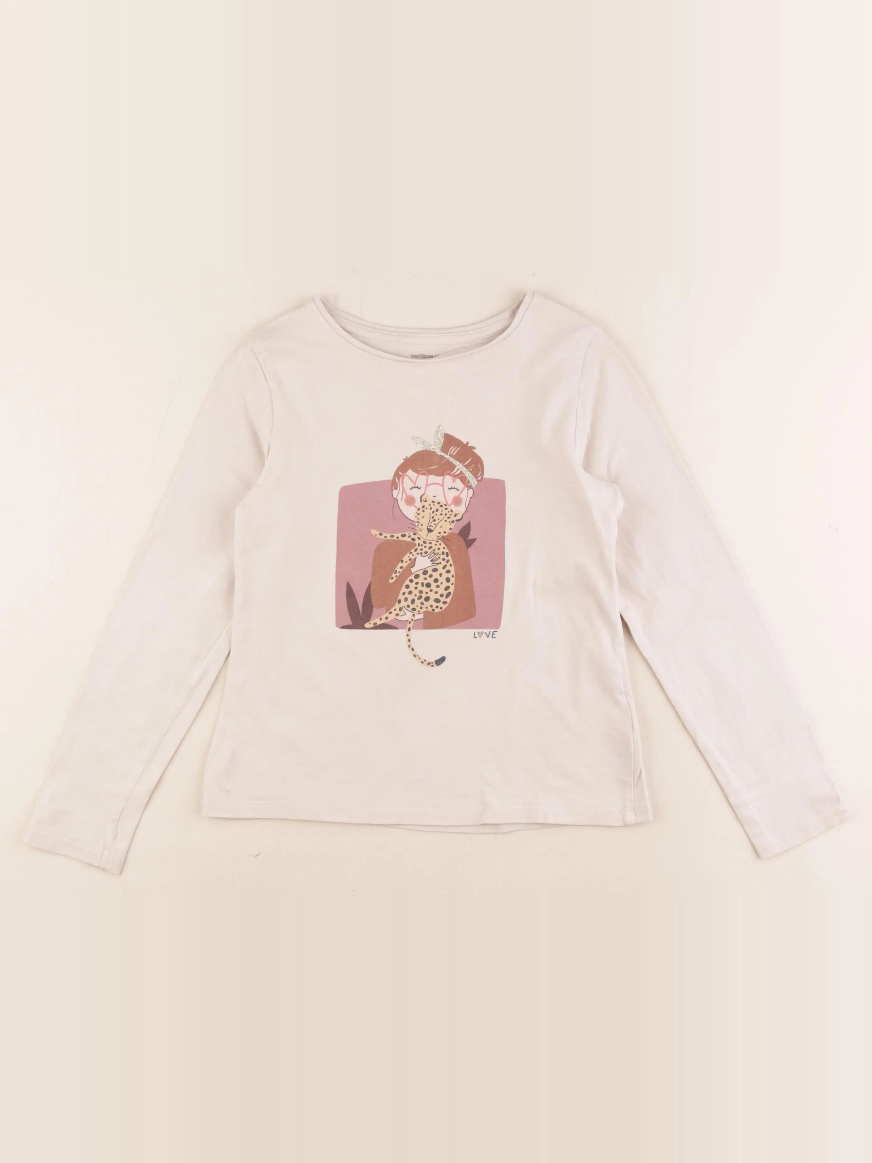 Vertbaudet - tee-shirt beige - 8 ans