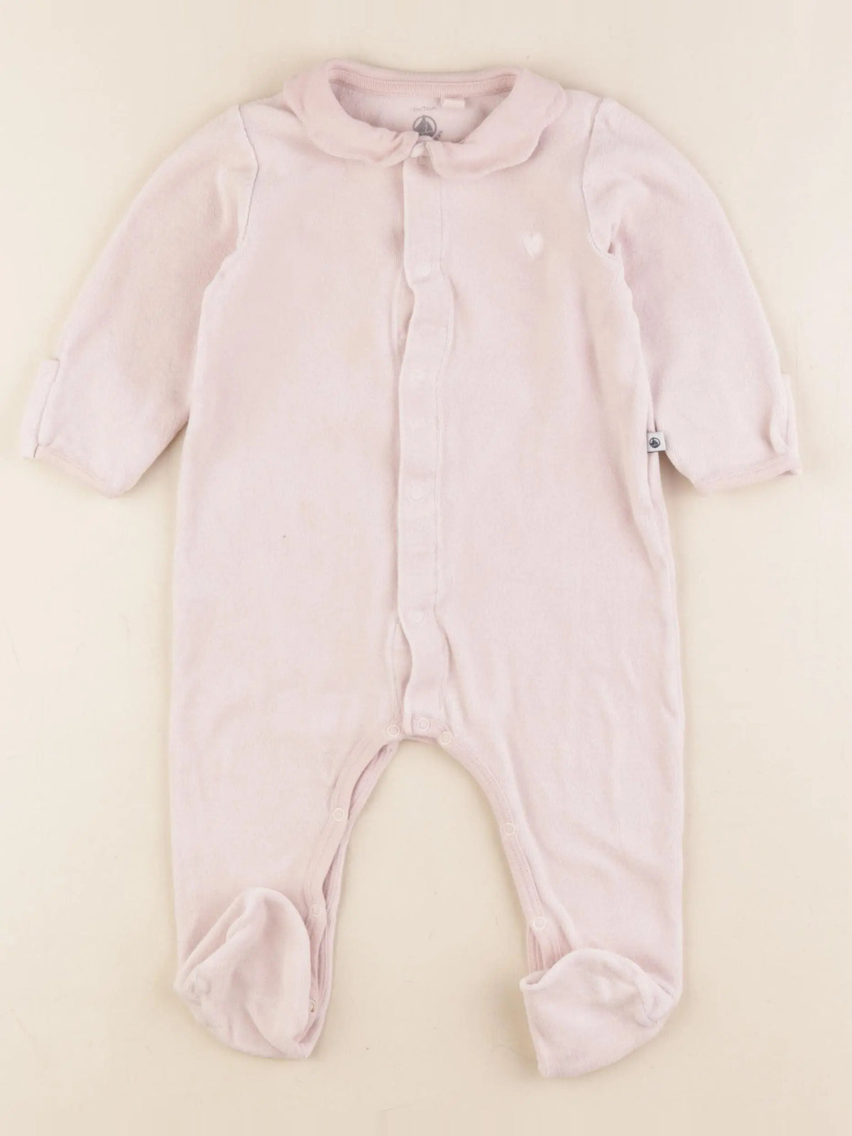 Petit Bateau - pyjama velours rose - 12 mois