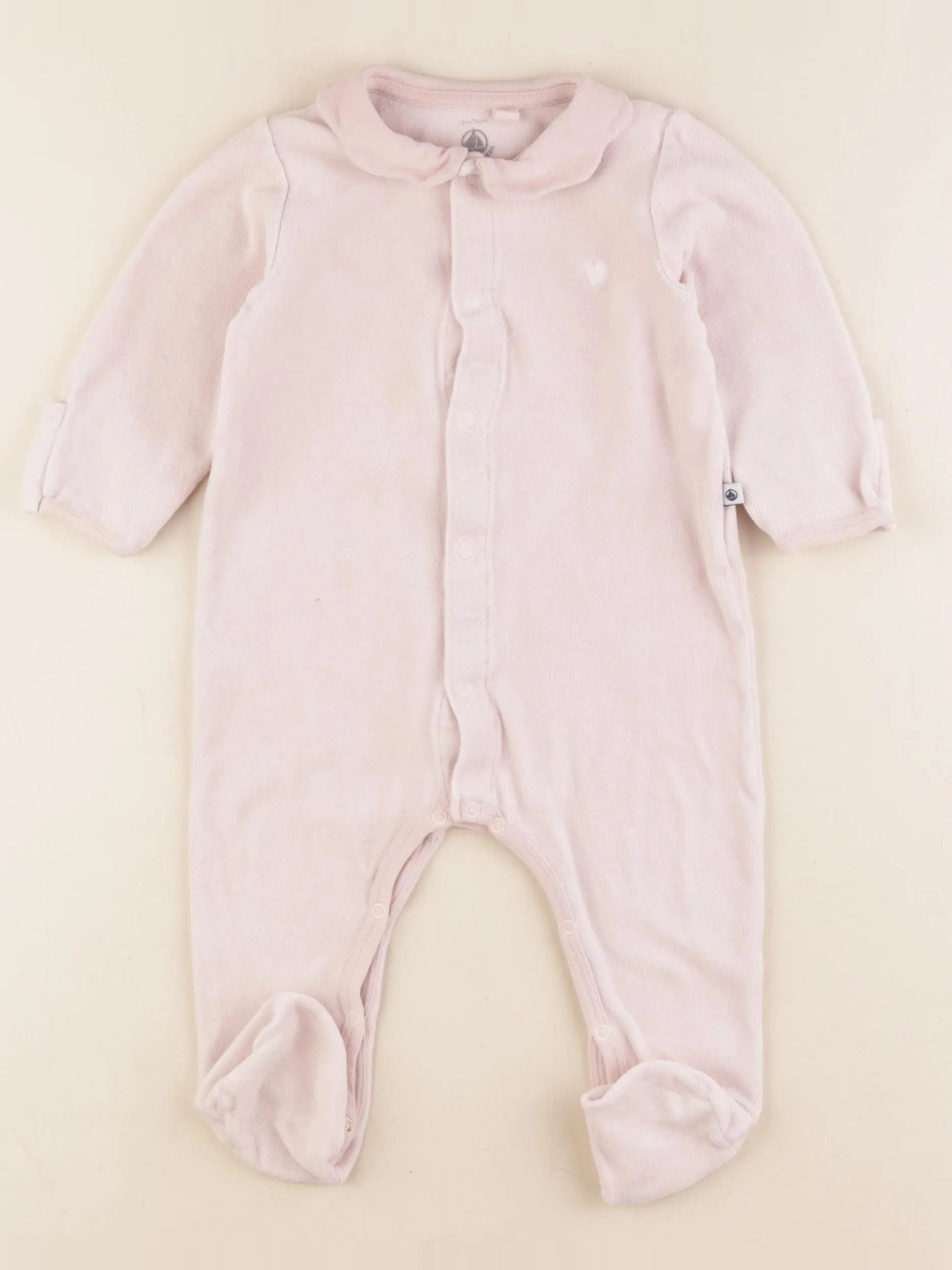 Petit Bateau - pyjama velours rose - 12 mois