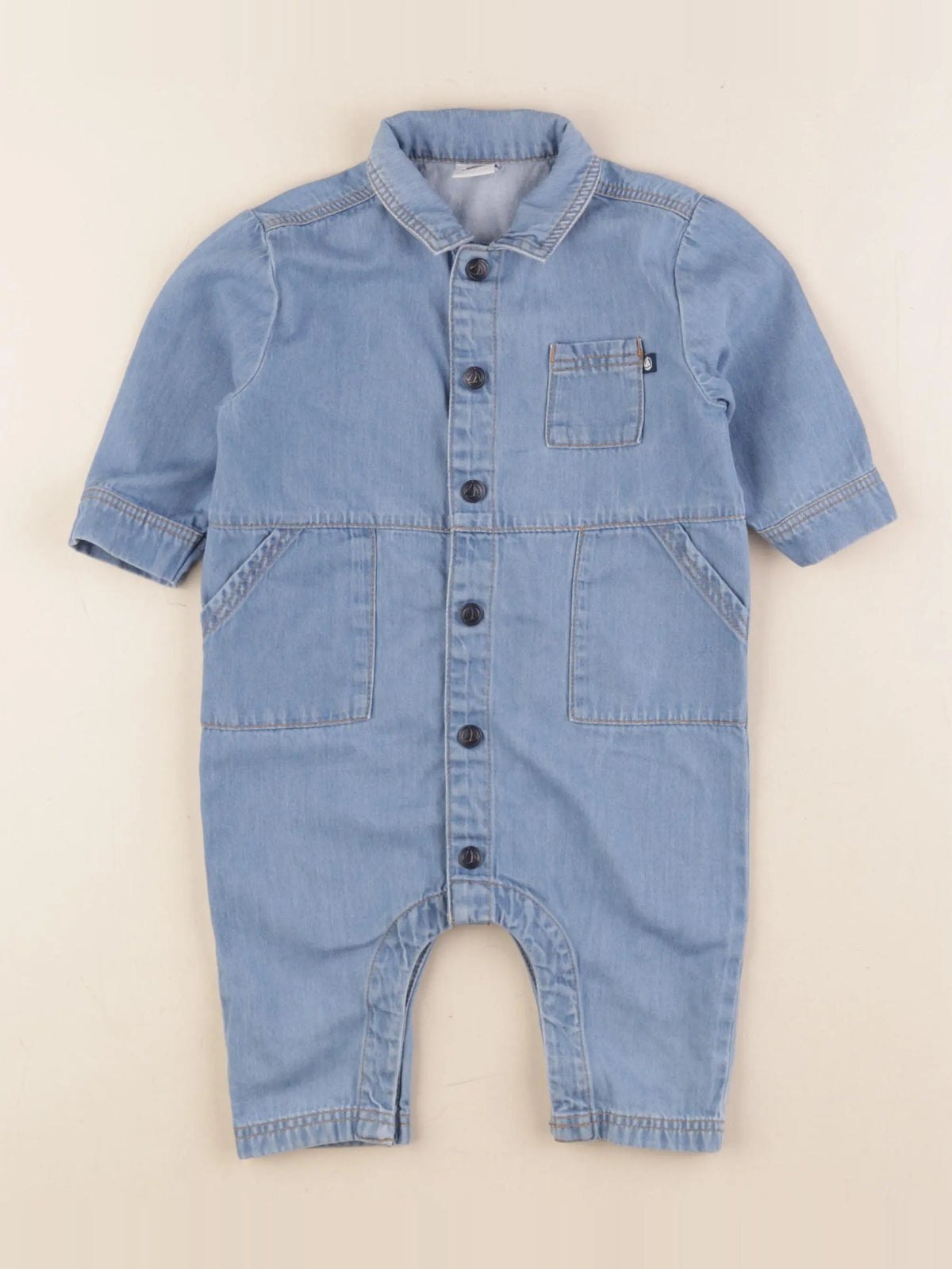 Petit Bateau - combinaison bleu - 12 mois