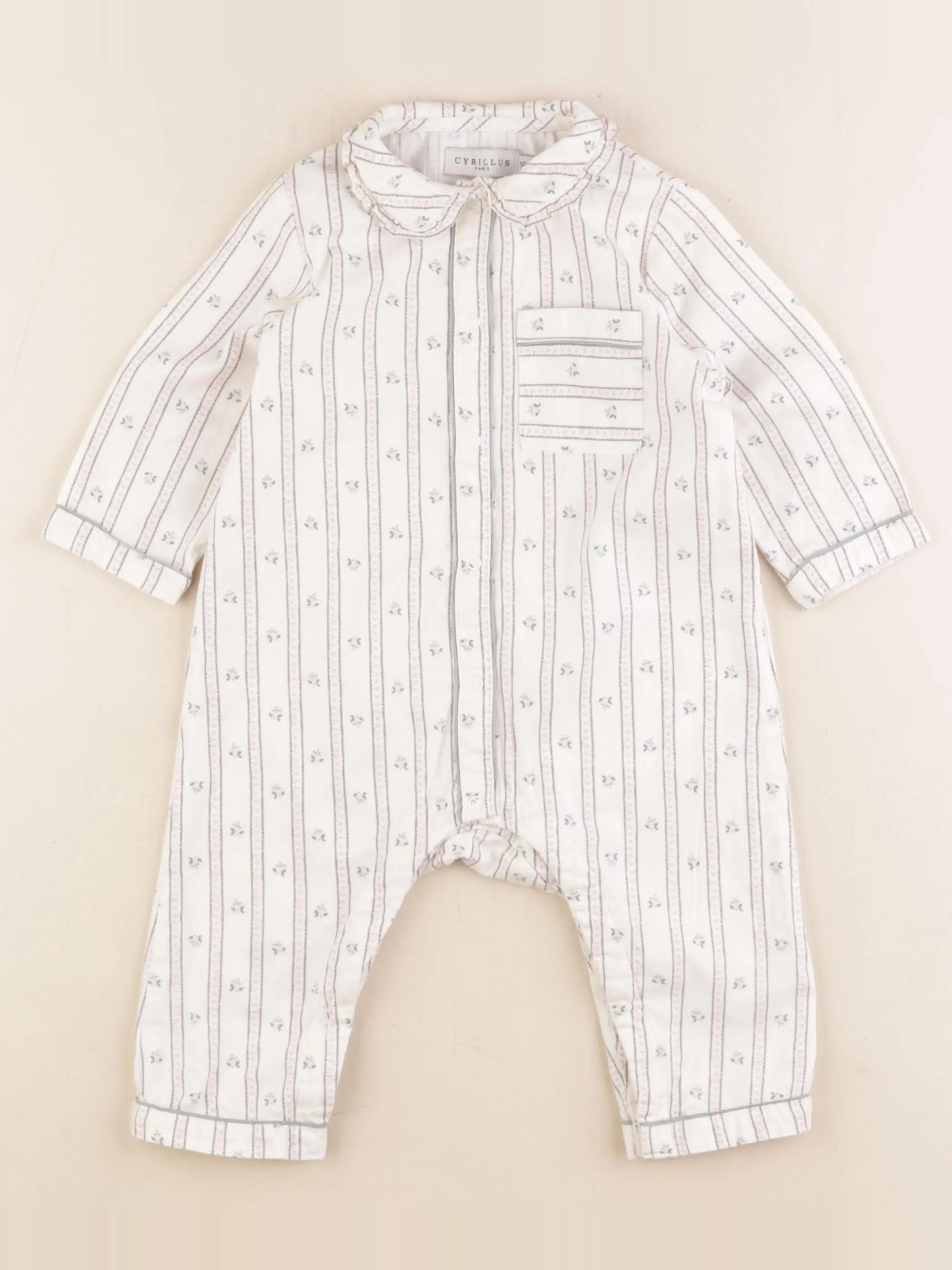 Cyrillus - pyjama coton blanc, rose - 12 mois