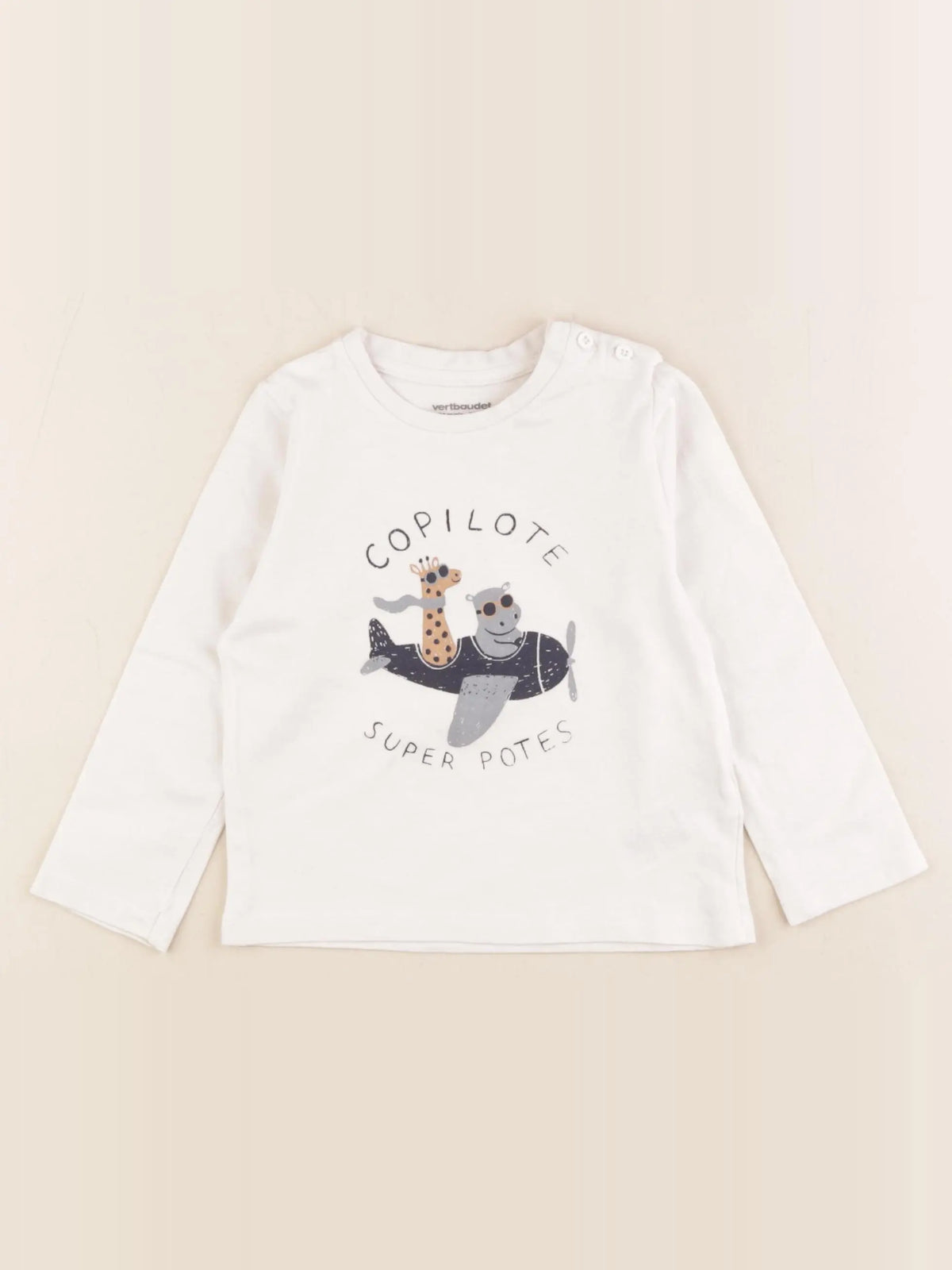 Vertbaudet - tee-shirt beige - 24 mois