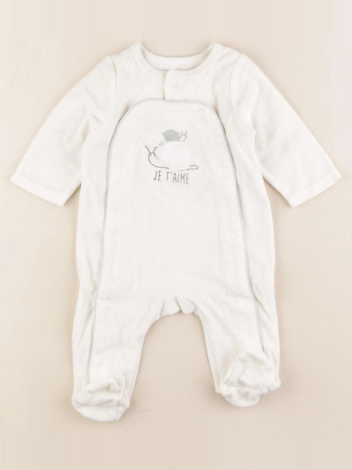 Tape à l'oeil - pyjama velours blanc - 3 mois
