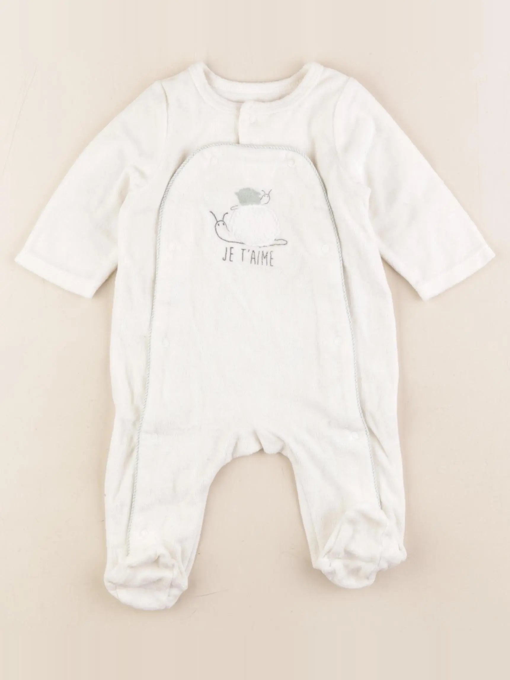 Tape à l'oeil - pyjama velours blanc - 3 mois