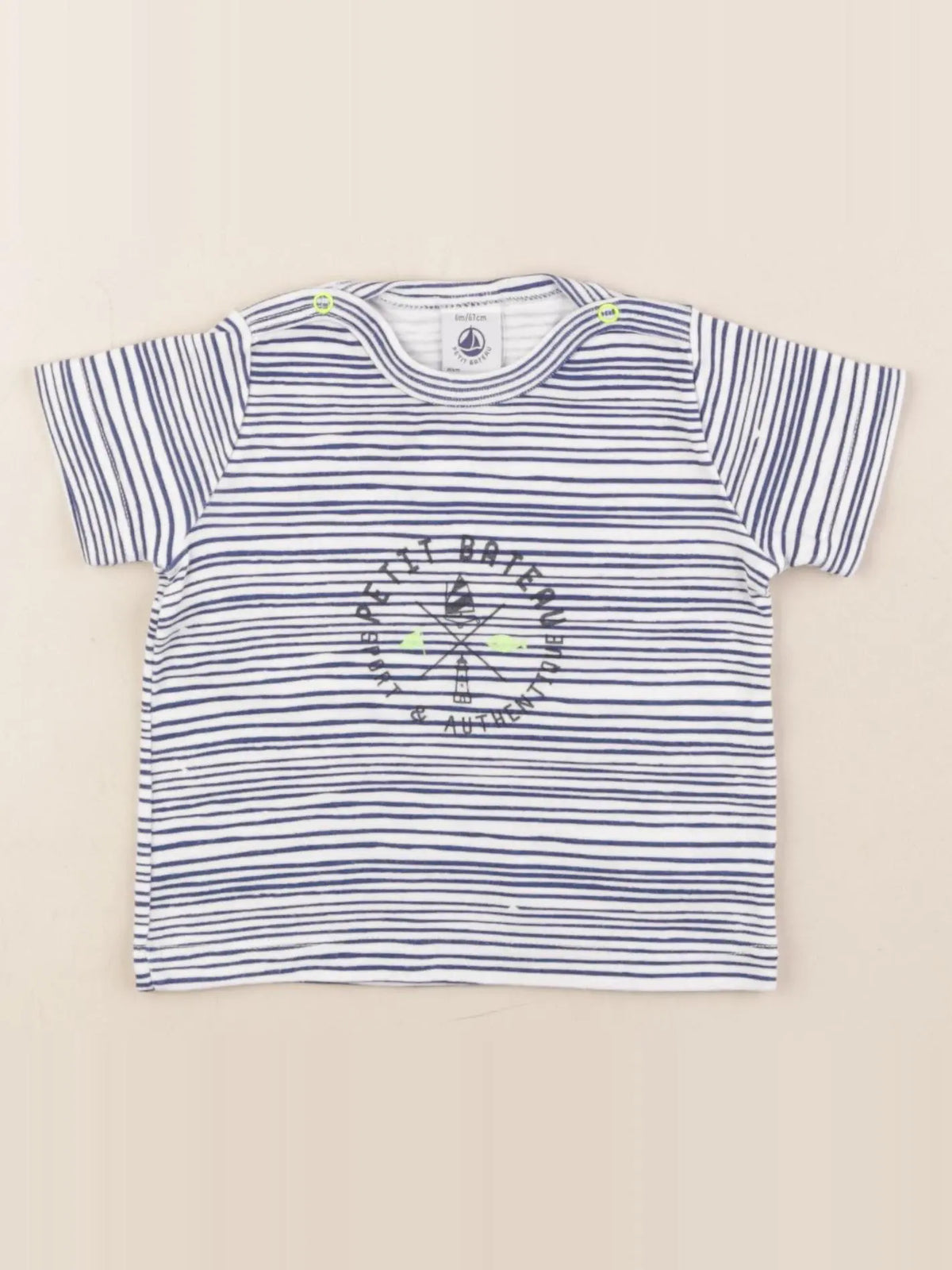 Petit Bateau - tee-shirt bleu - 6 mois