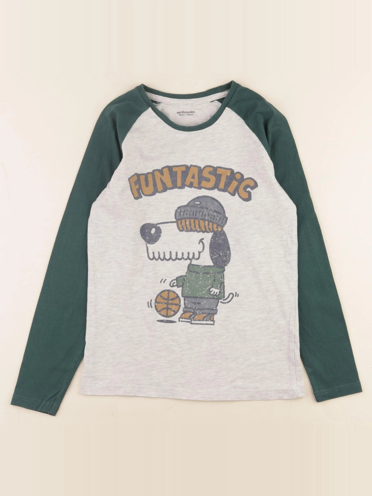 Vertbaudet - tee-shirt gris, vert - 10 ans