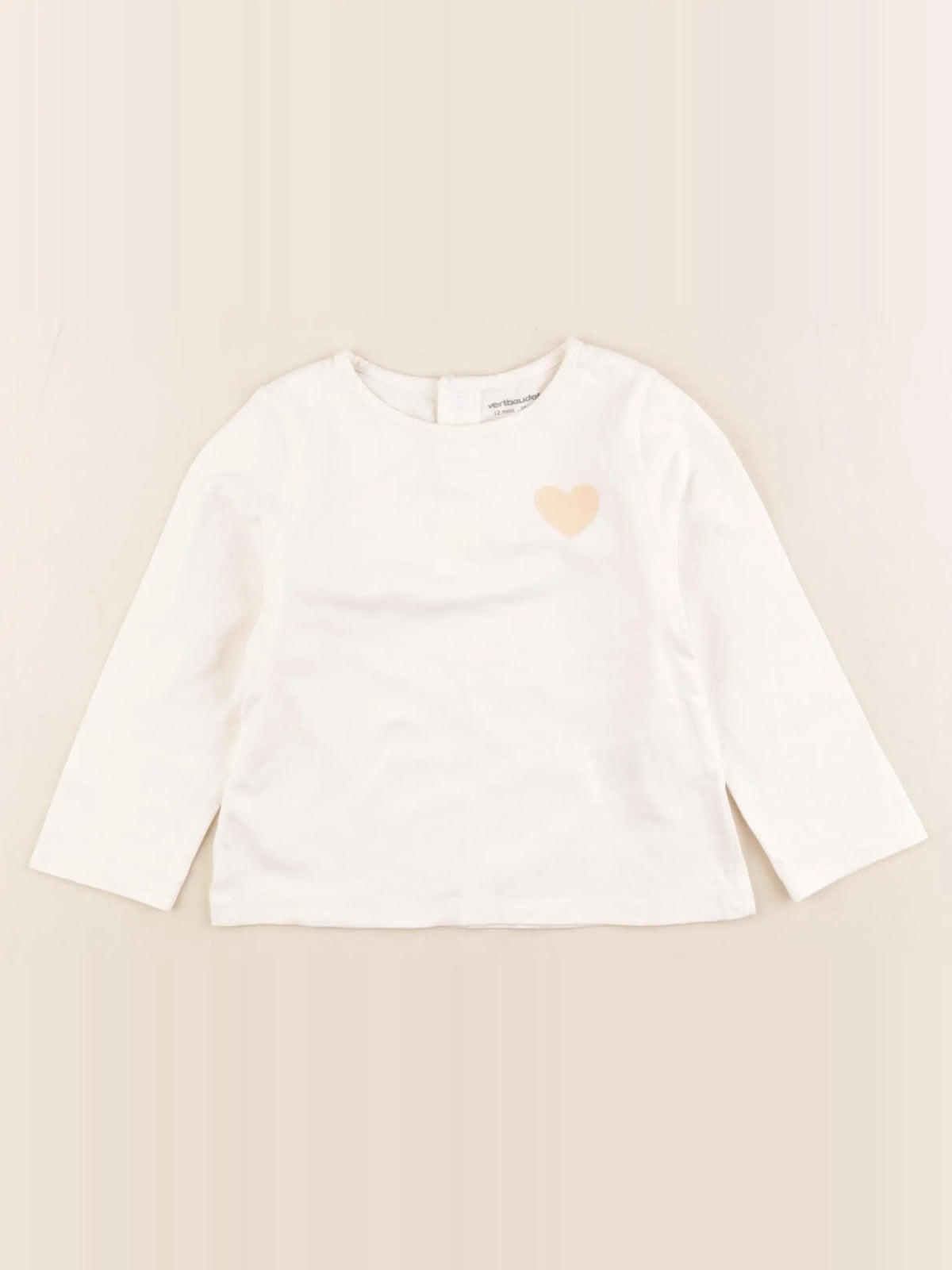 Vertbaudet - tee-shirt beige - 12 mois