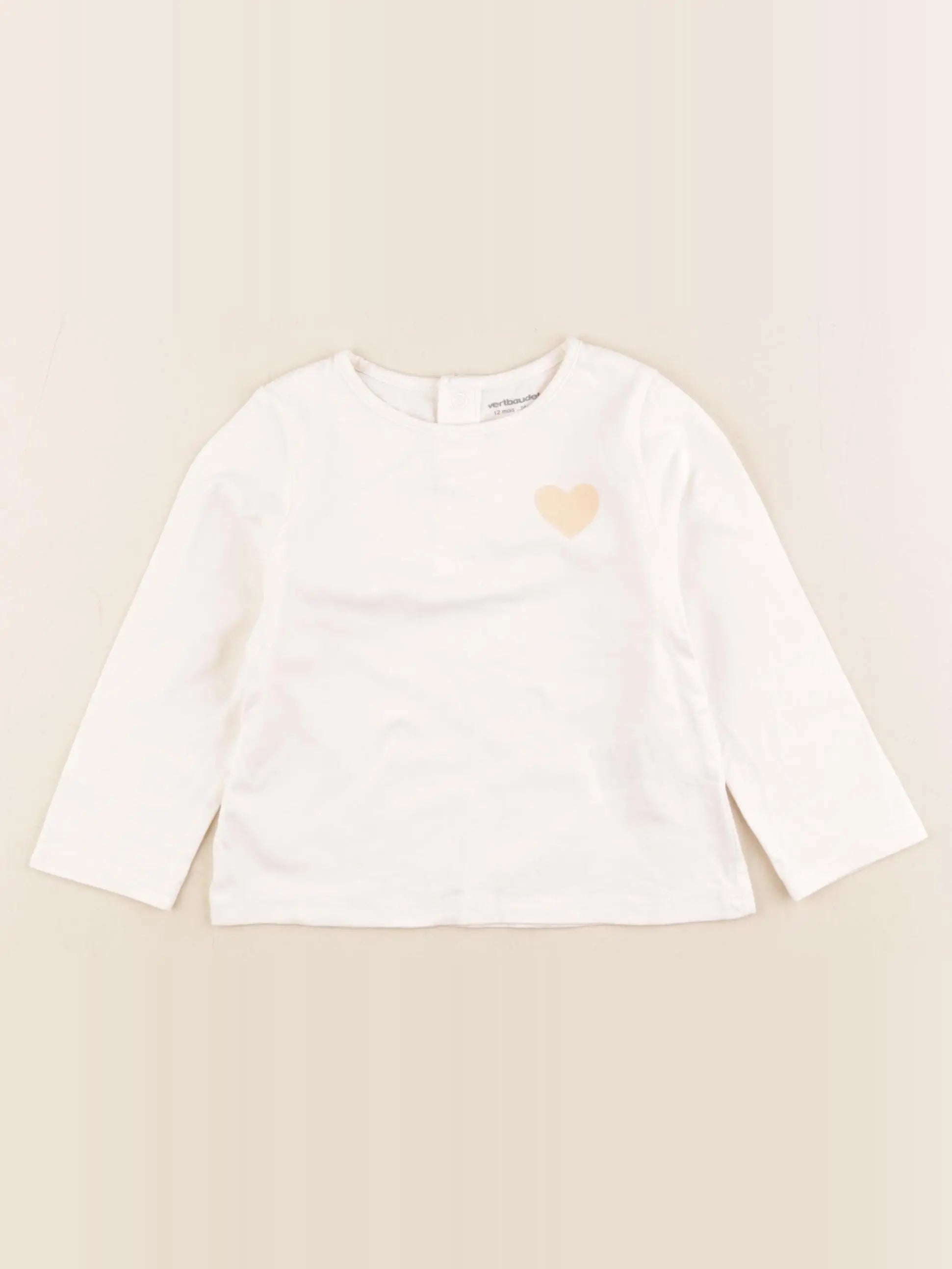 Vertbaudet - tee-shirt beige - 12 mois