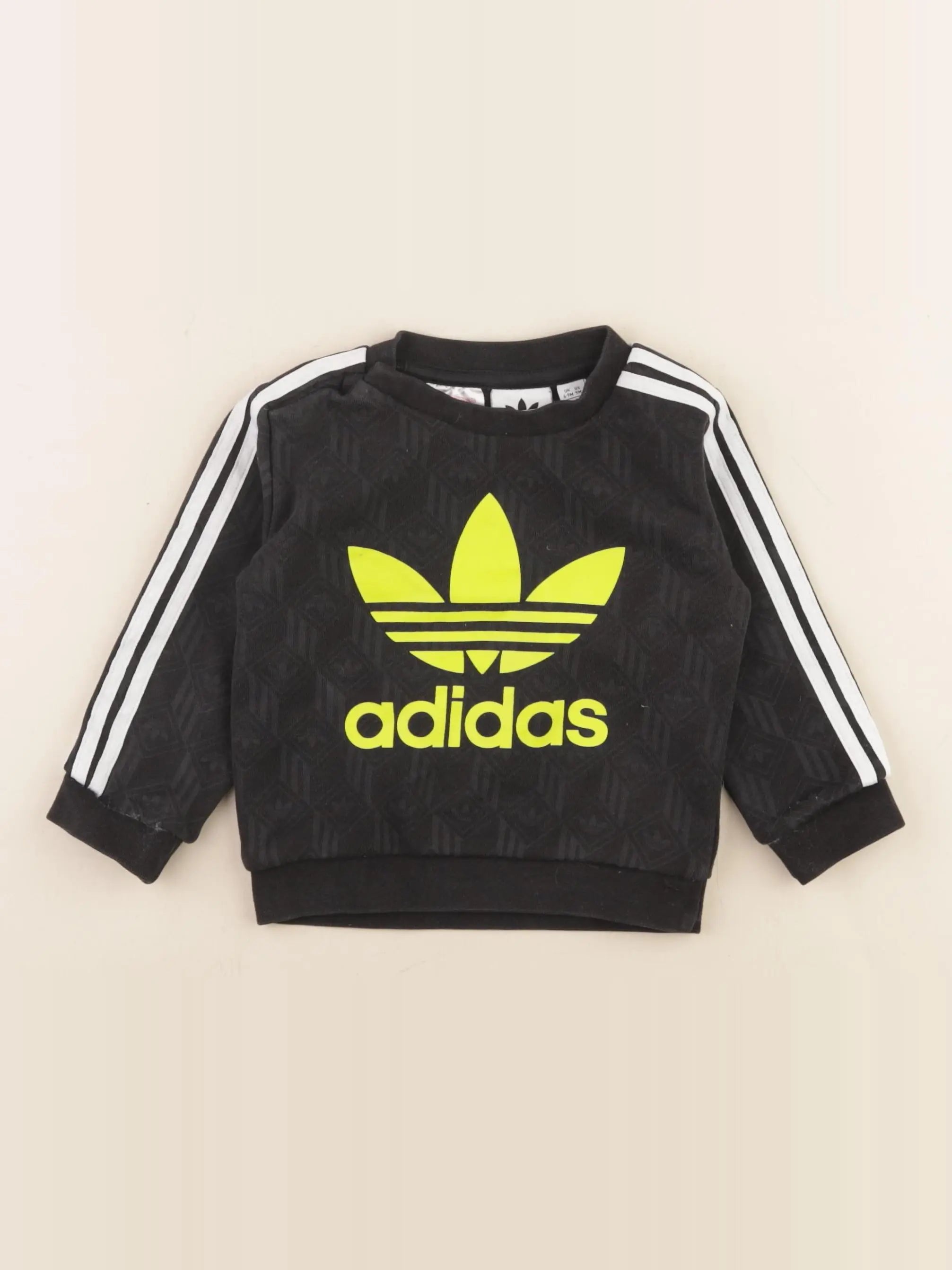 Adidas - sweat noir, jaune - 6/9 mois