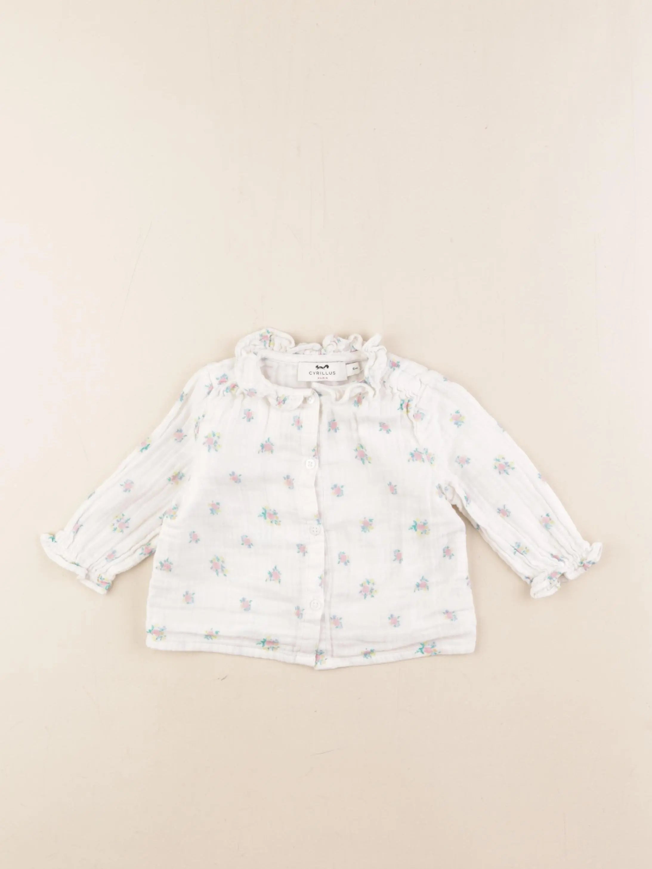 Cyrillus - blouse blanc, rose - 6 mois