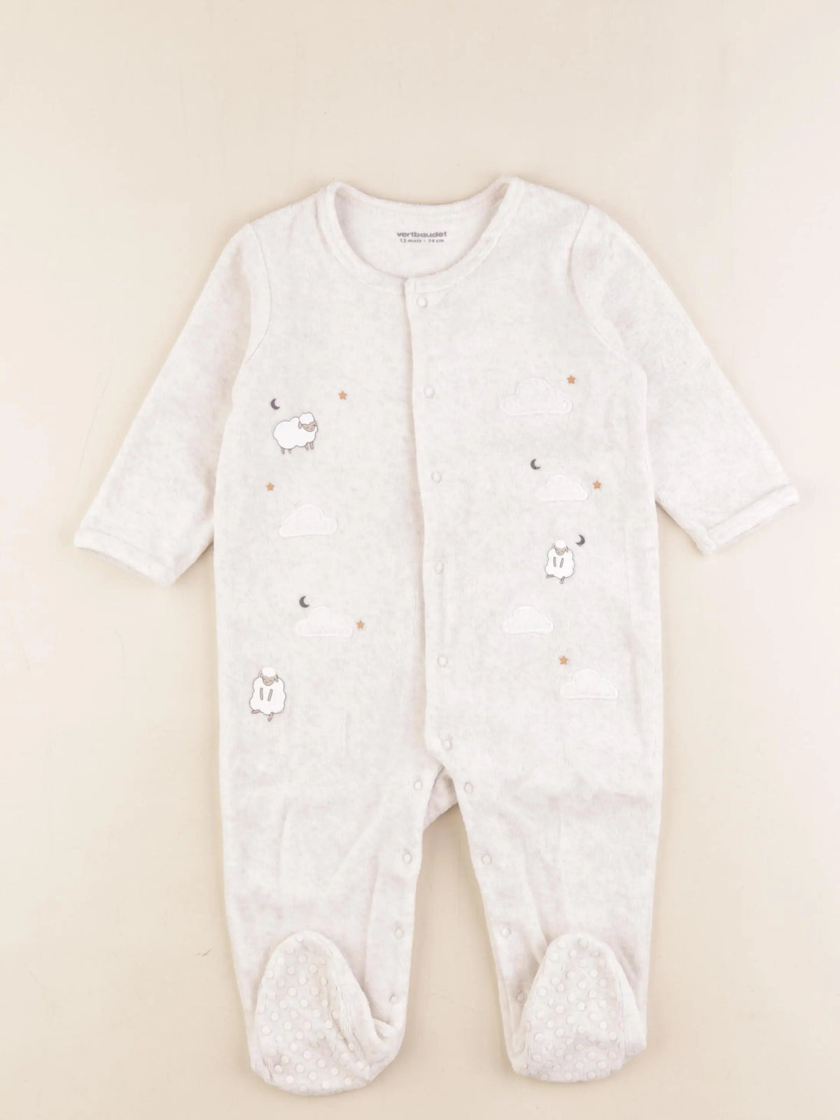 Vertbaudet - pyjama velours blanc - 12 mois