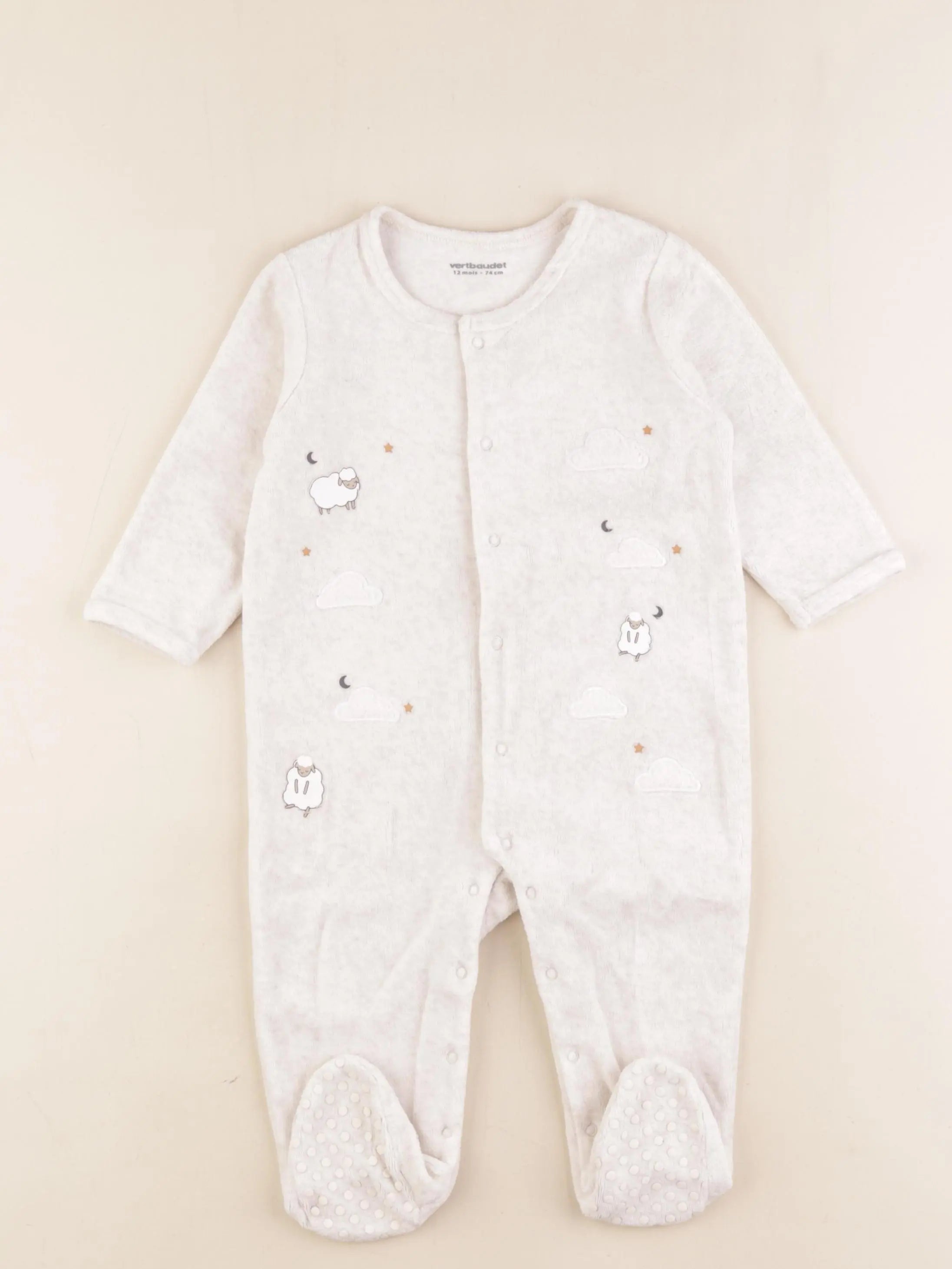 Vertbaudet - pyjama velours blanc - 12 mois