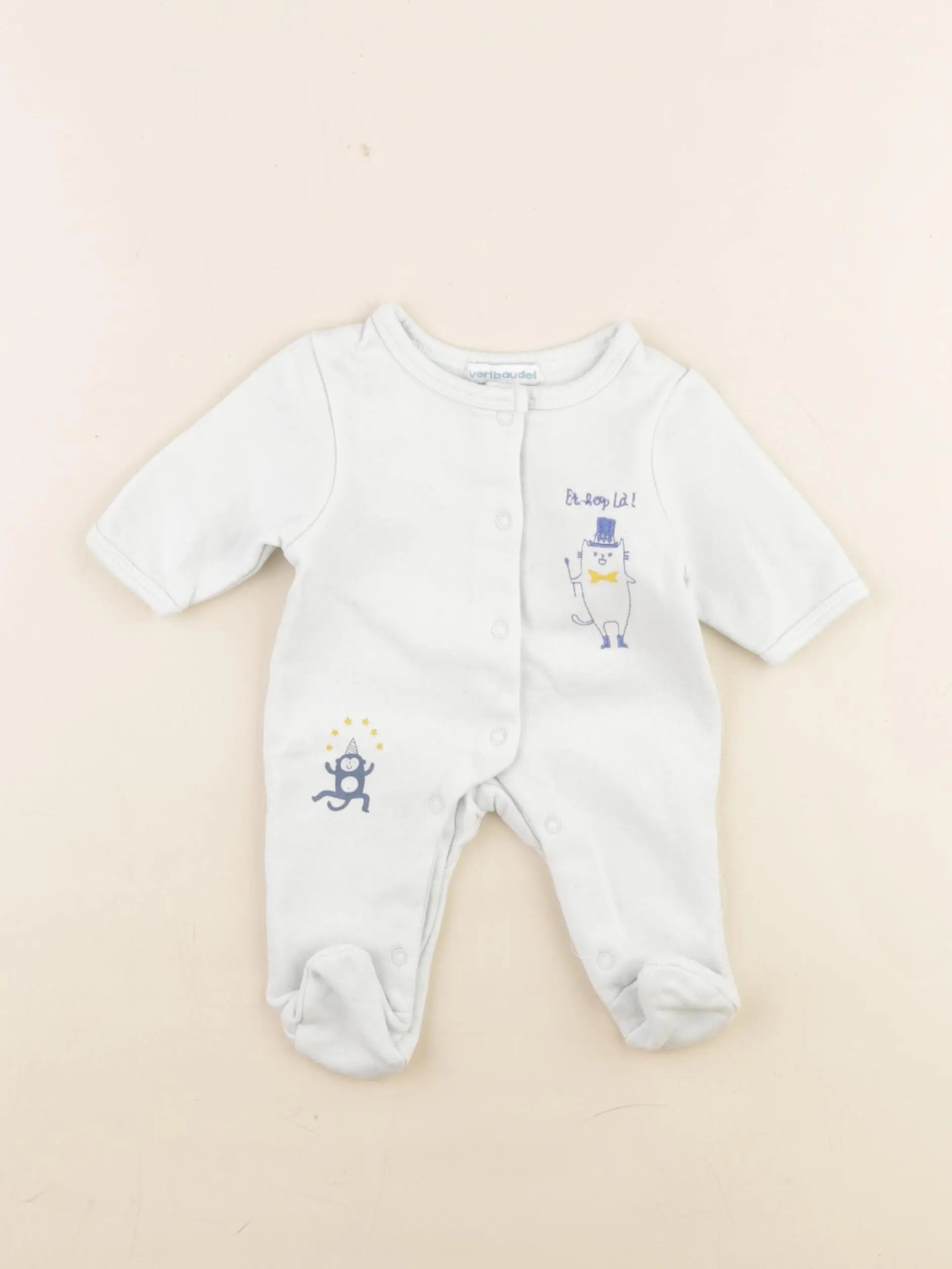 Vertbaudet - pyjama coton bleu - 0 mois