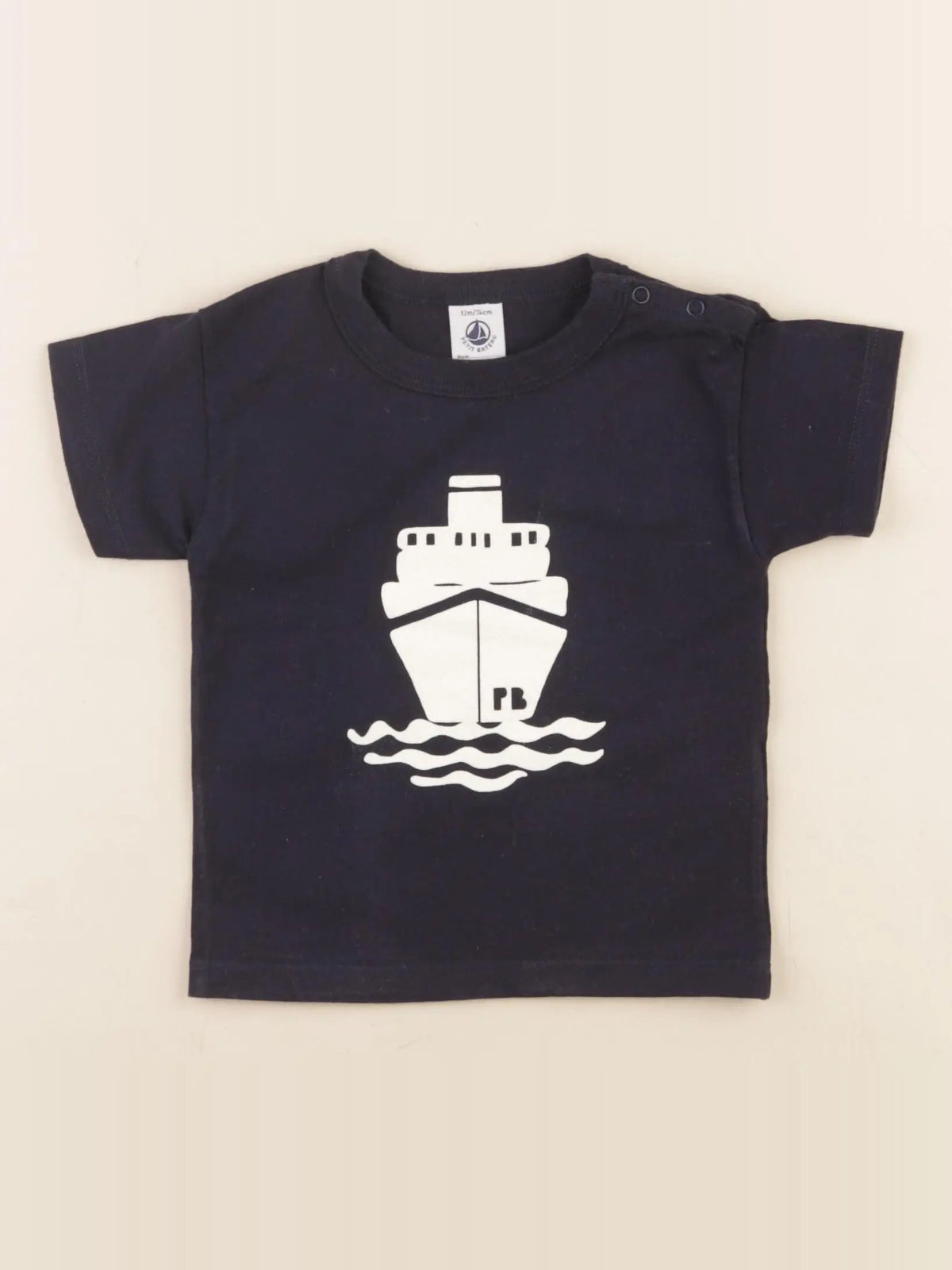 Petit Bateau - tee-shirt bleu - 12 mois