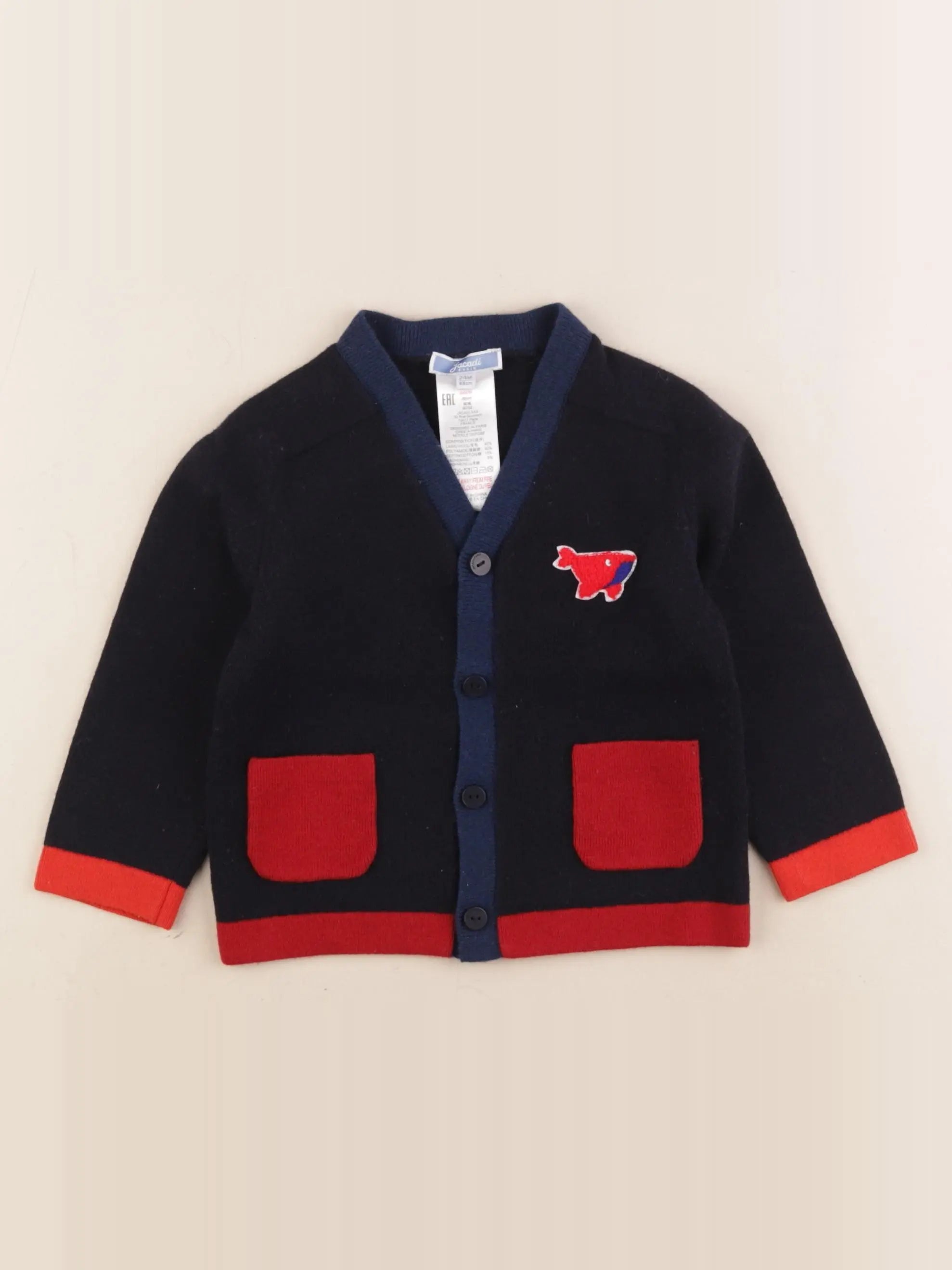 Jacadi - gilet bleu, rouge - 24 mois