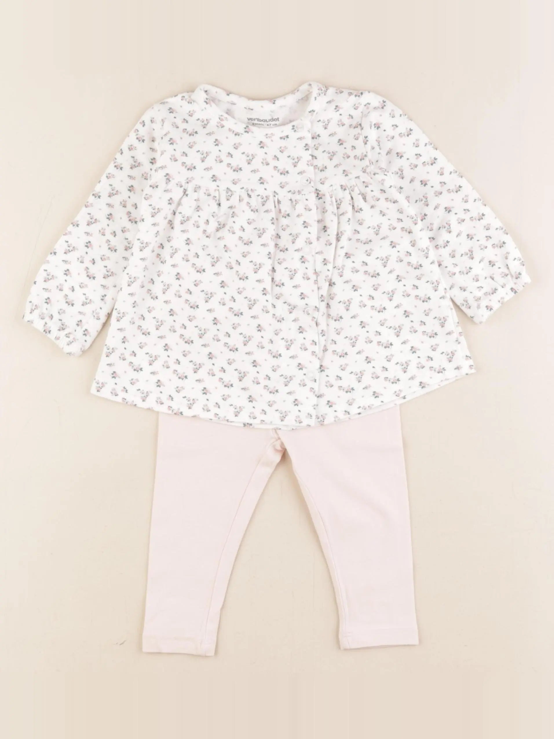 Vertbaudet - ensemble rose - 6 mois