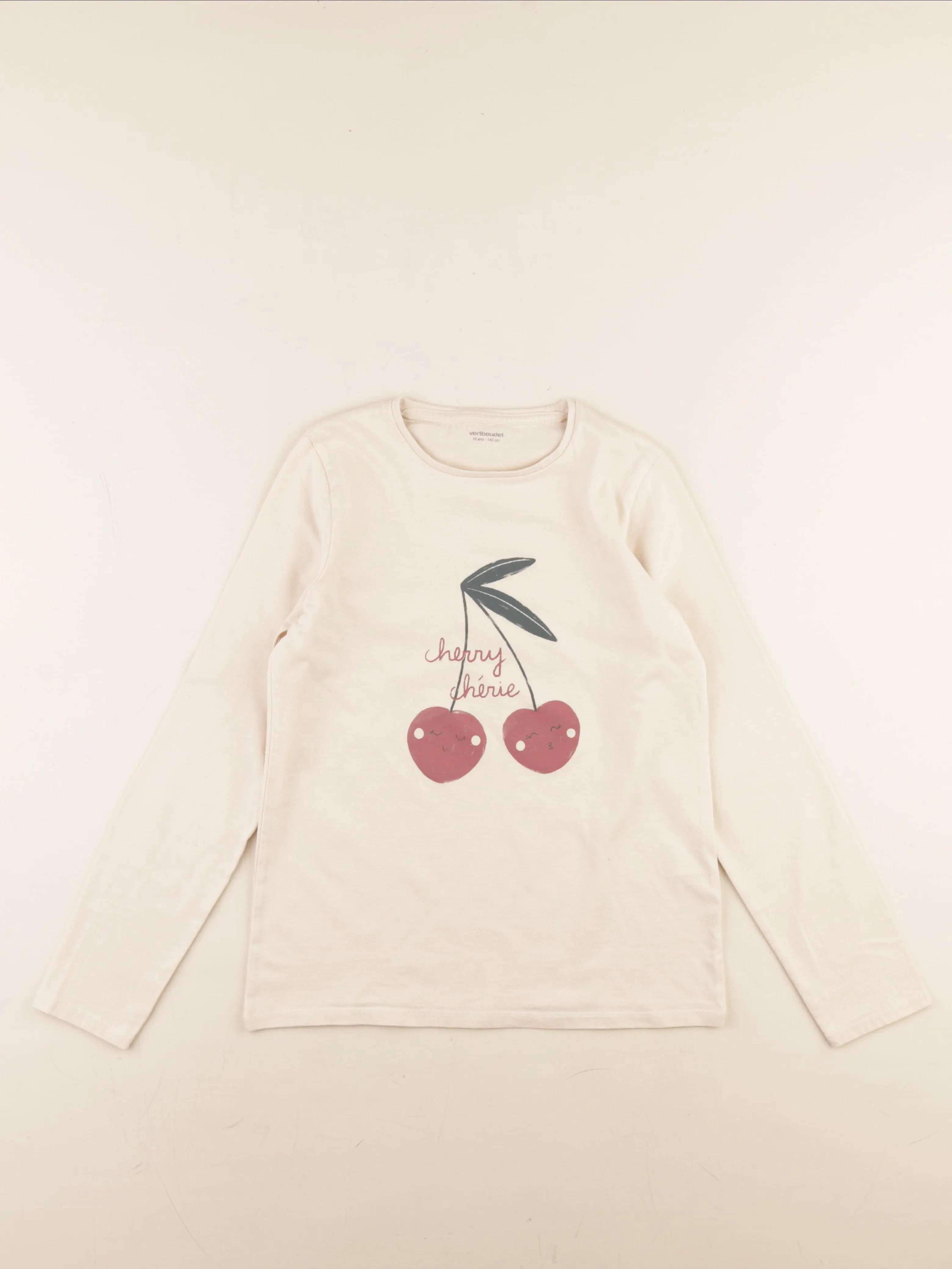 Vertbaudet - tee-shirt beige - 10 ans