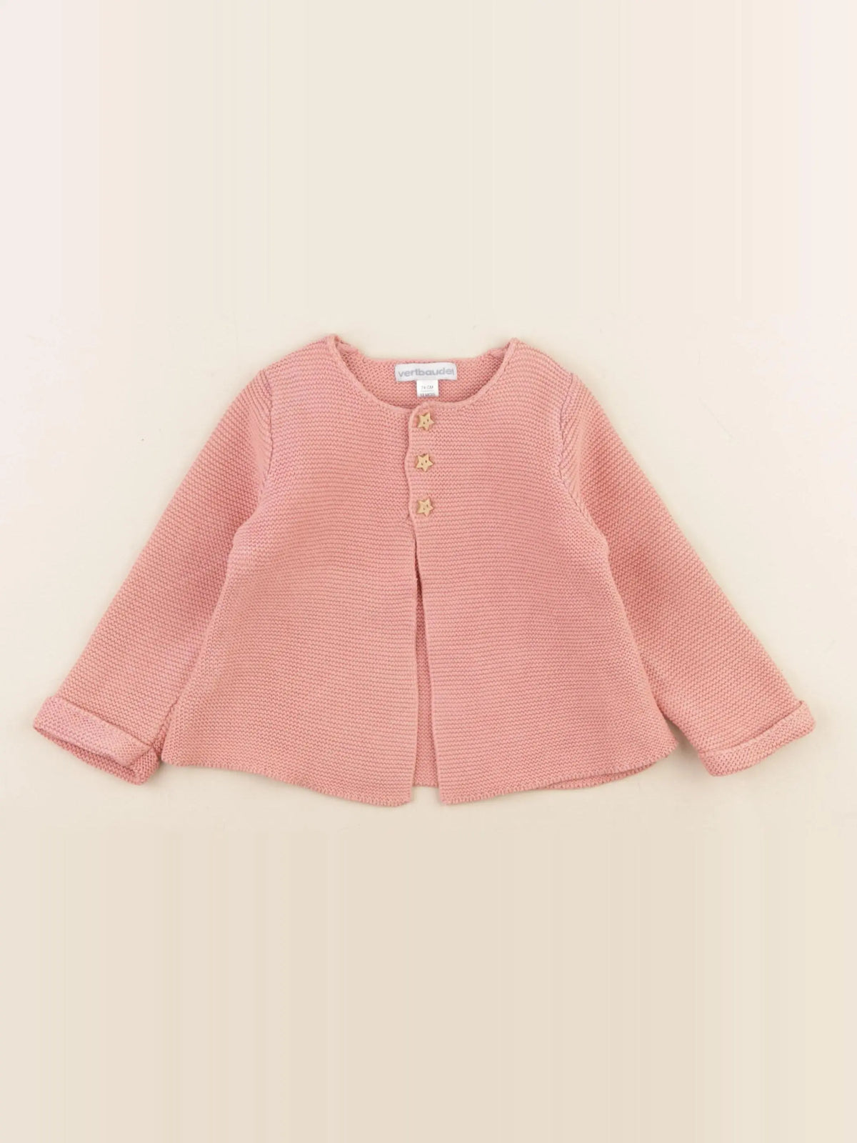 Vertbaudet - gilet rose - 12 mois