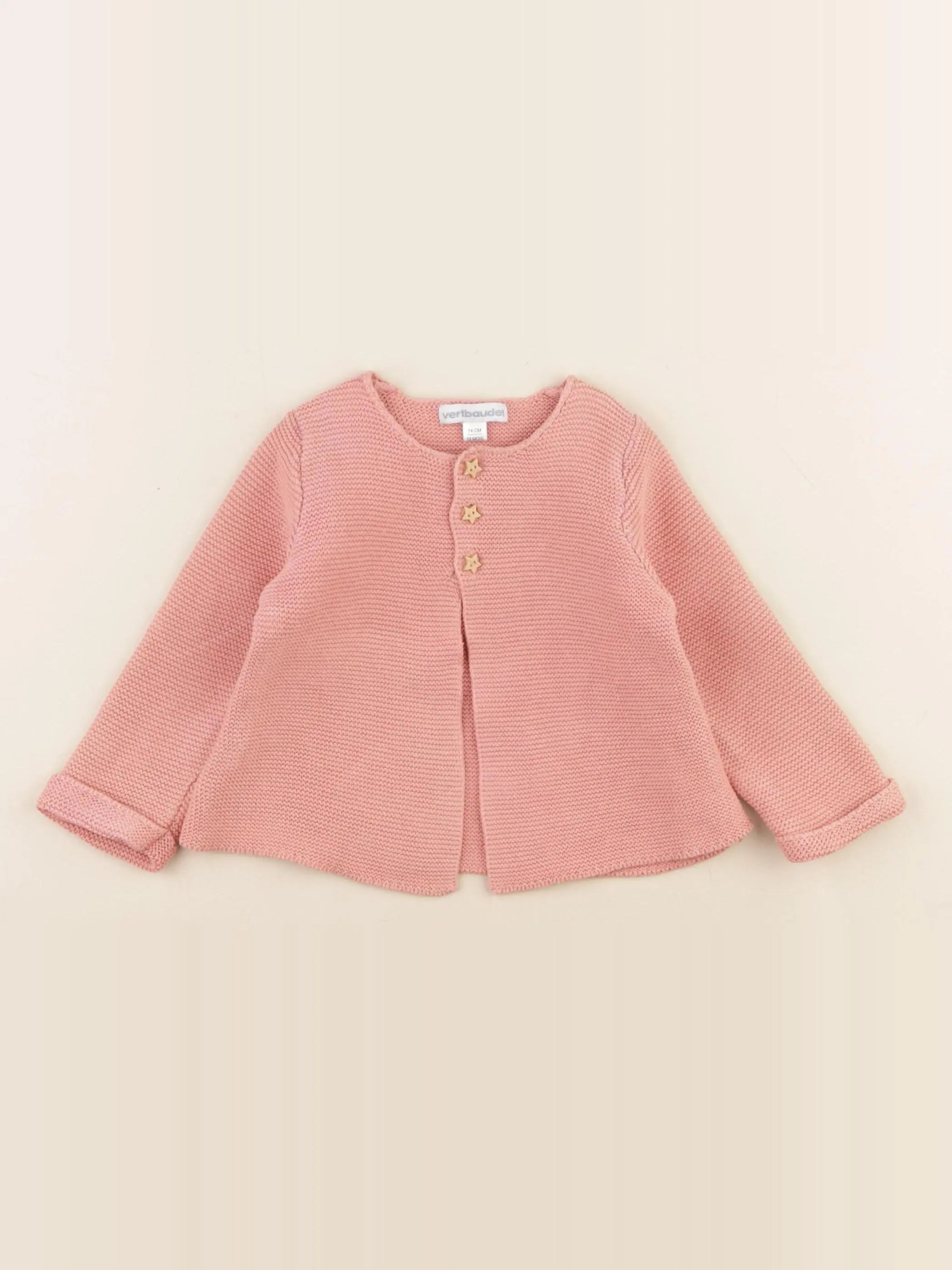 Vertbaudet - gilet rose - 12 mois
