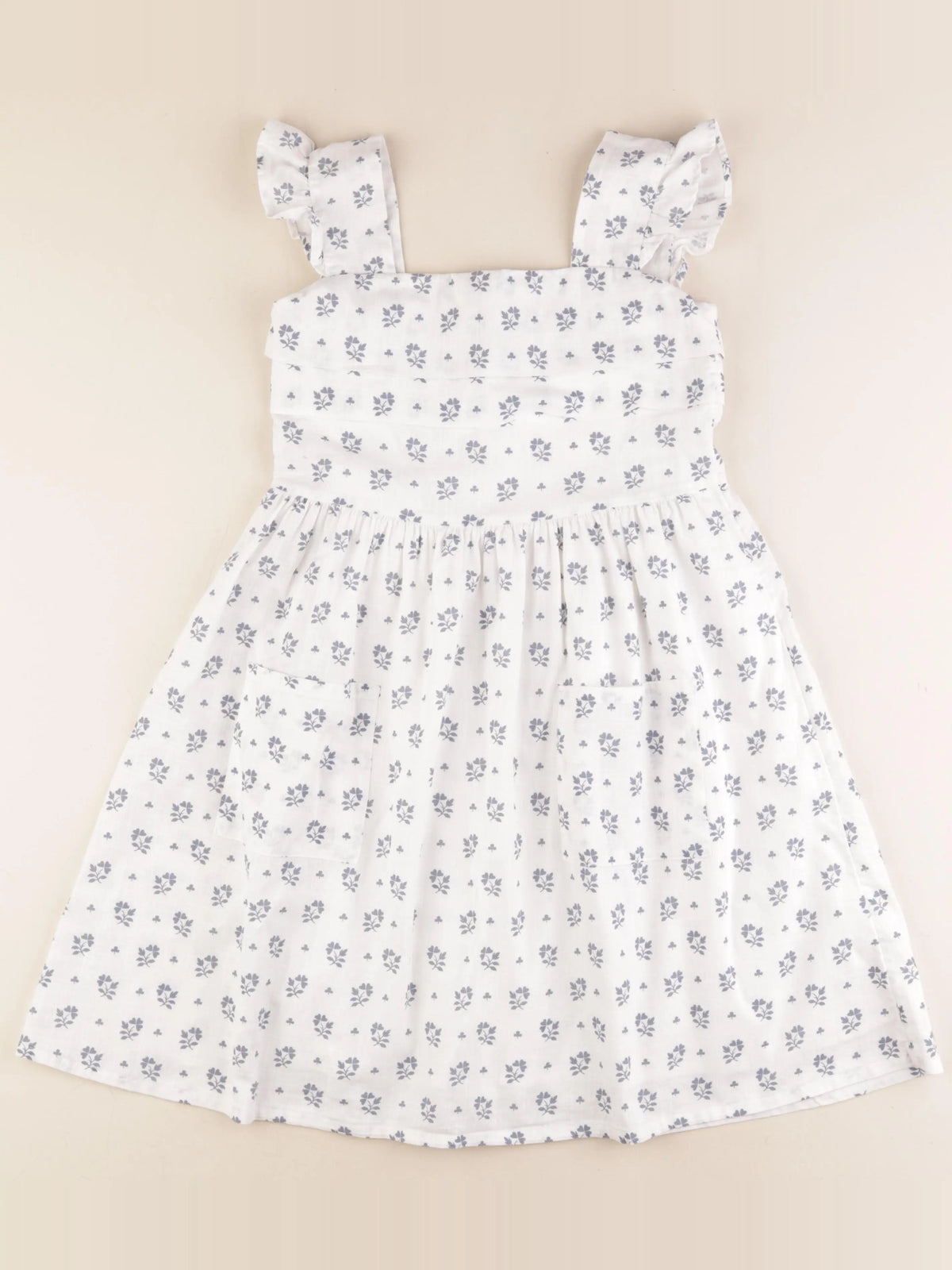 Cyrillus - robe blanc, bleu - 10 ans