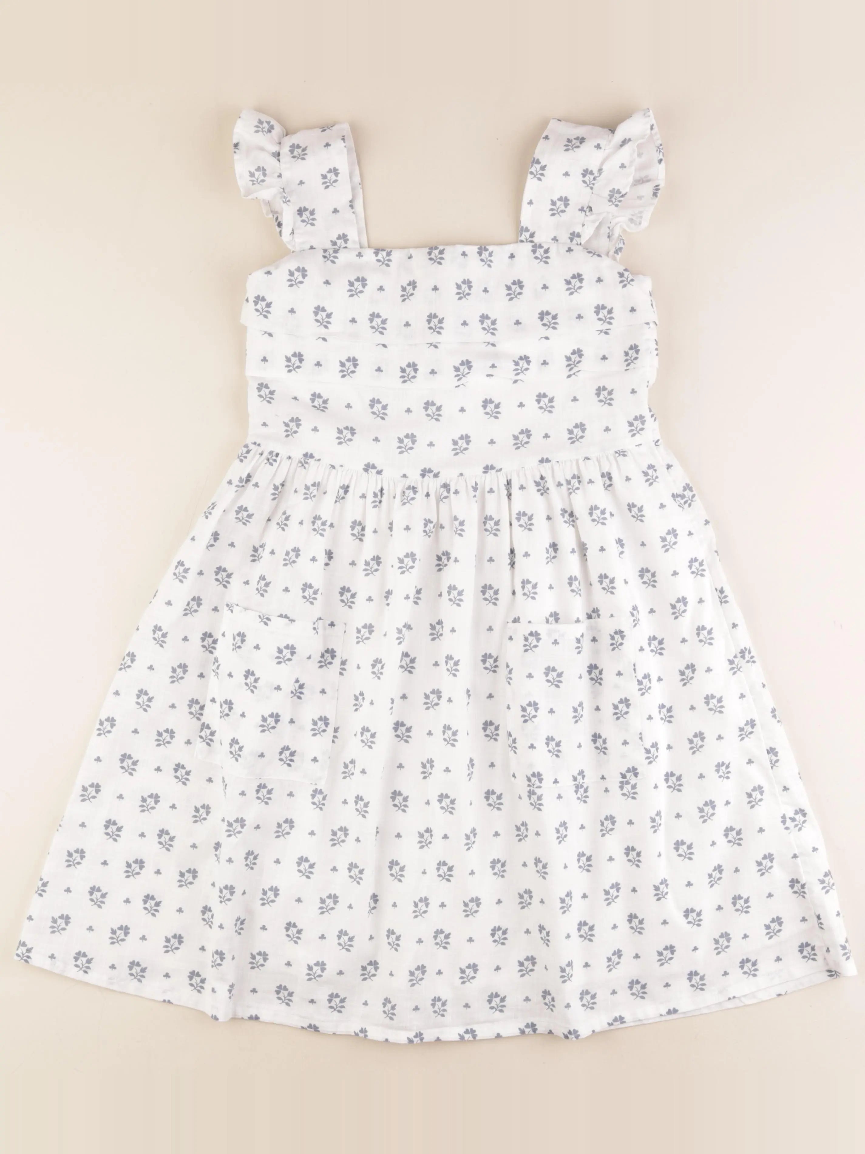 Cyrillus - robe blanc, bleu - 10 ans