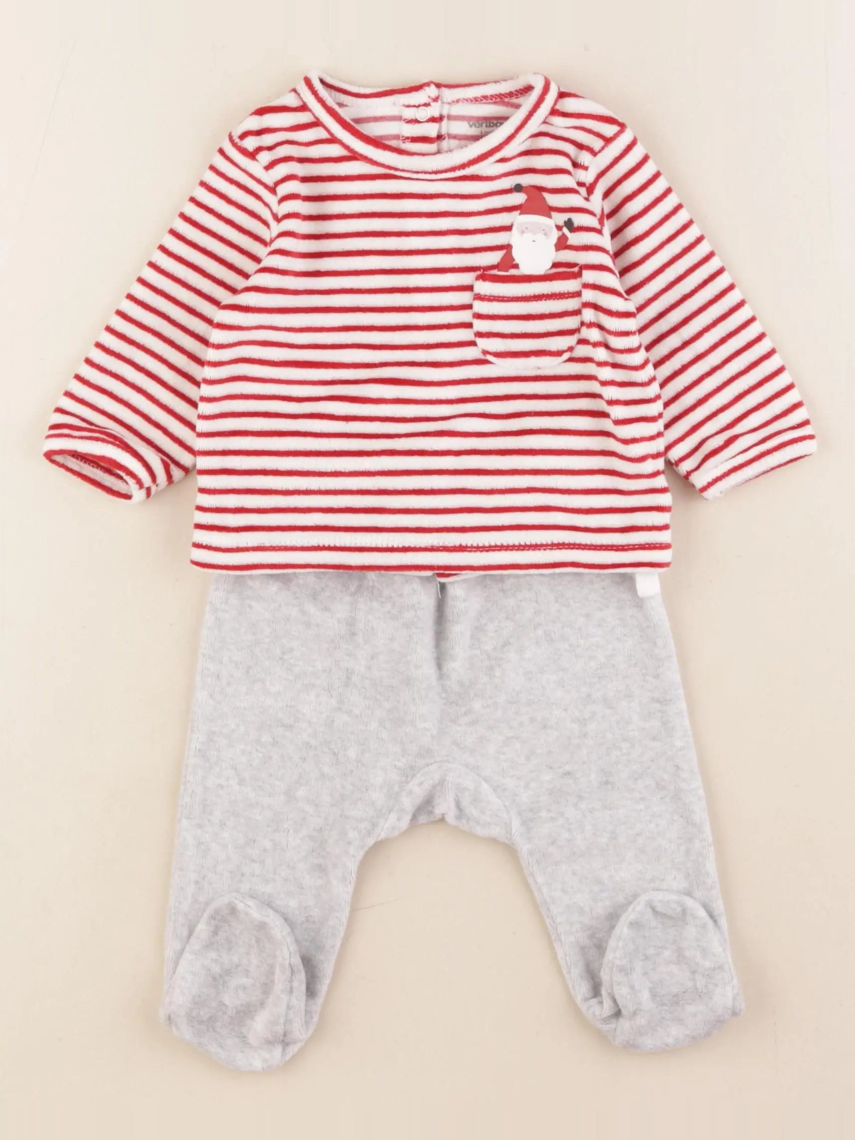Vertbaudet - pyjama velours gris - 3 mois
