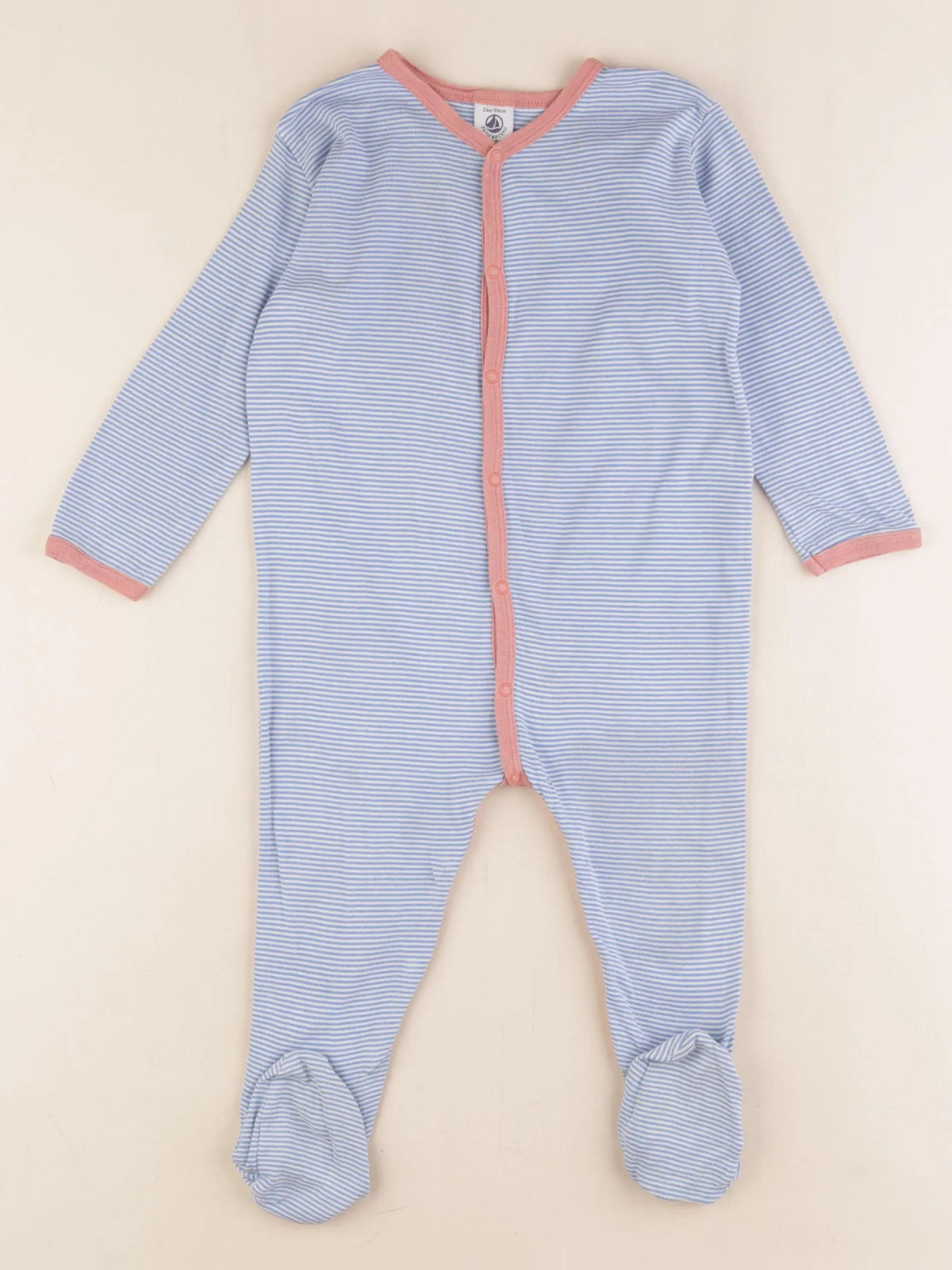 Petit Bateau - pyjama coton bleu - 24 mois
