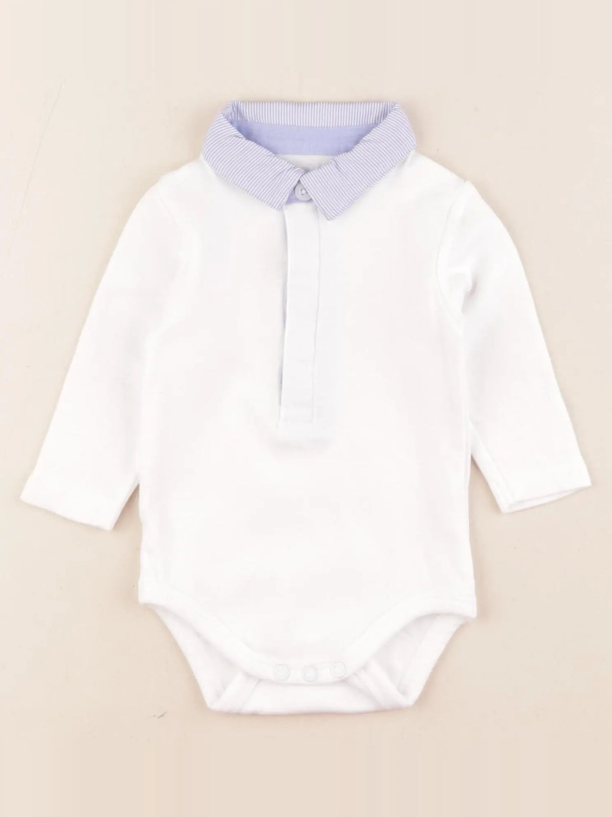 Buissonnière - body à col blanc, bleu - 6 mois