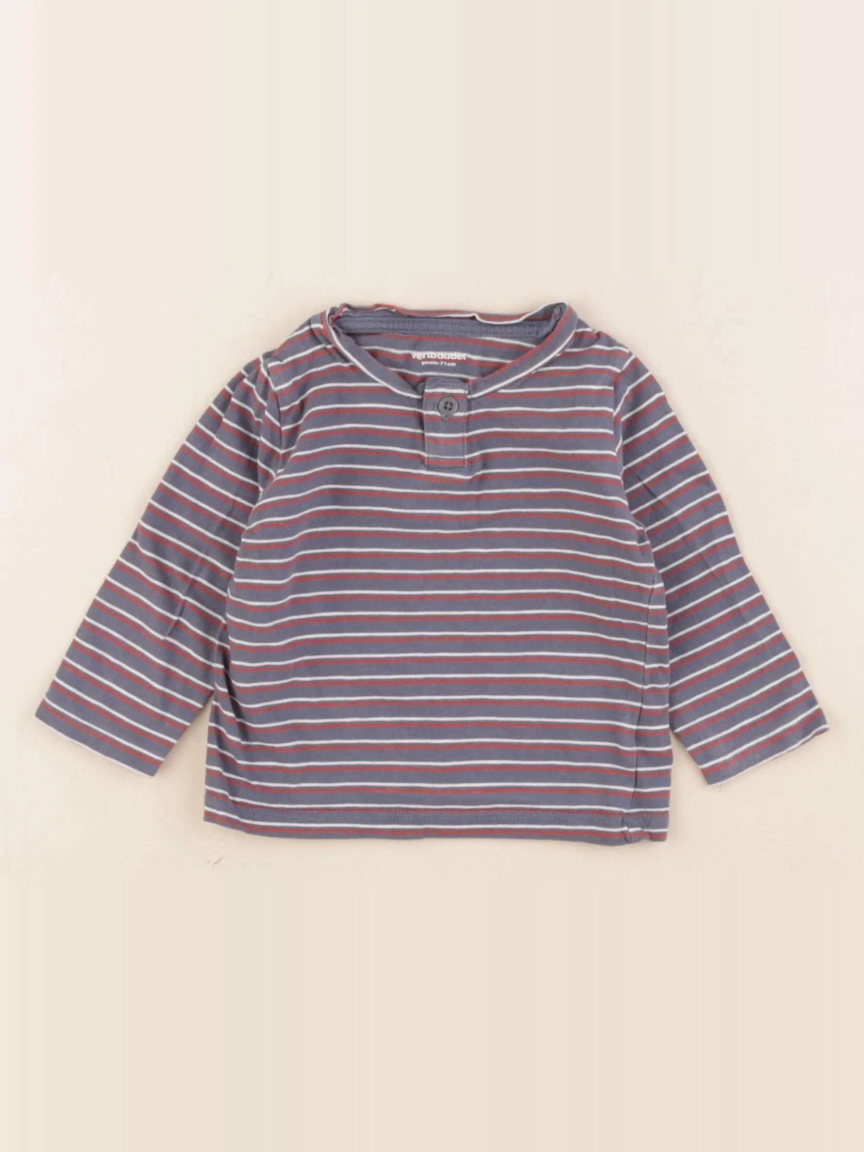 Vertbaudet - tee-shirt bleu, rouge - 9 mois