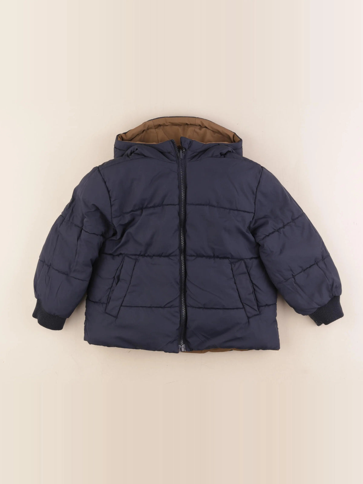 Vertbaudet - doudoune réversible marron, bleu - 4 ans