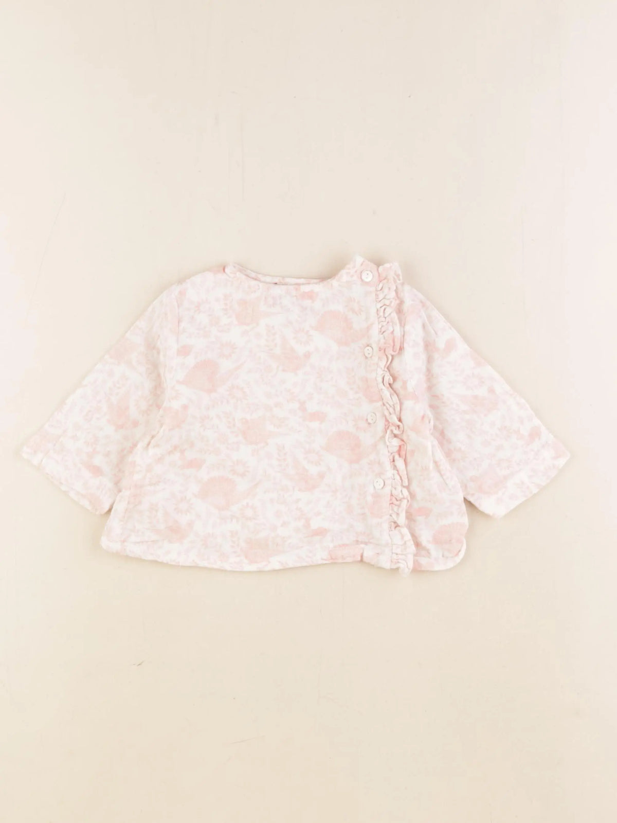 Cyrillus - blouse blanc, rose - 3 mois