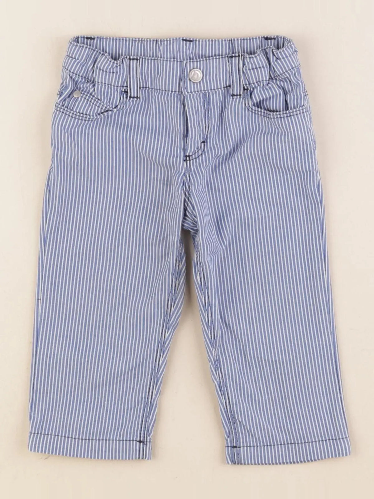 Petit Bateau - pantalon bleu, blanc - 12 mois