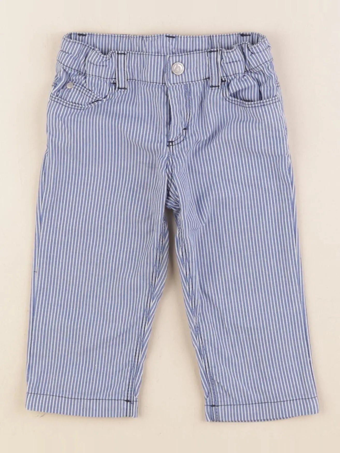 Petit Bateau - pantalon bleu, blanc - 12 mois