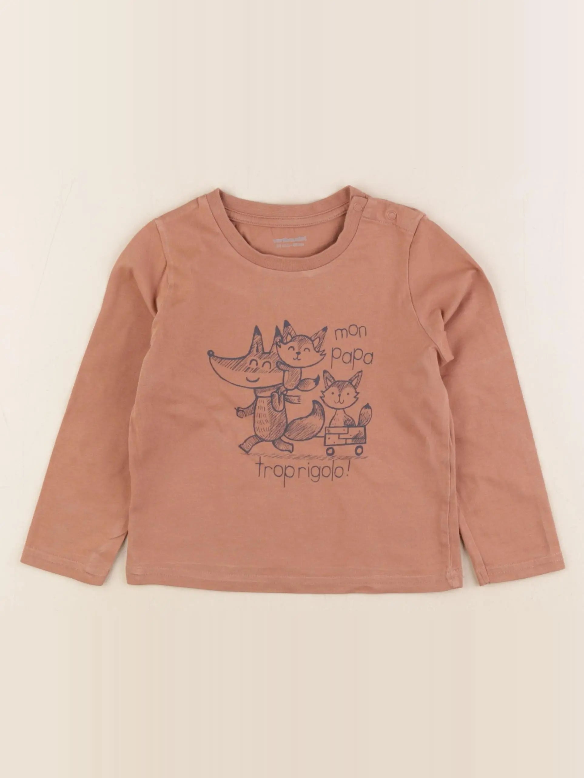 Vertbaudet - tee-shirt marron - 24 mois