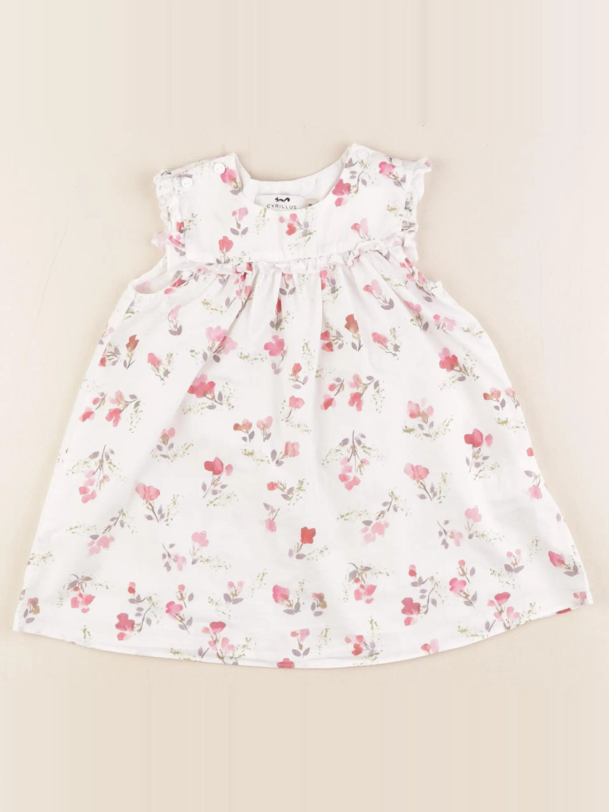 Cyrillus - robe blanc, rose - 18 mois