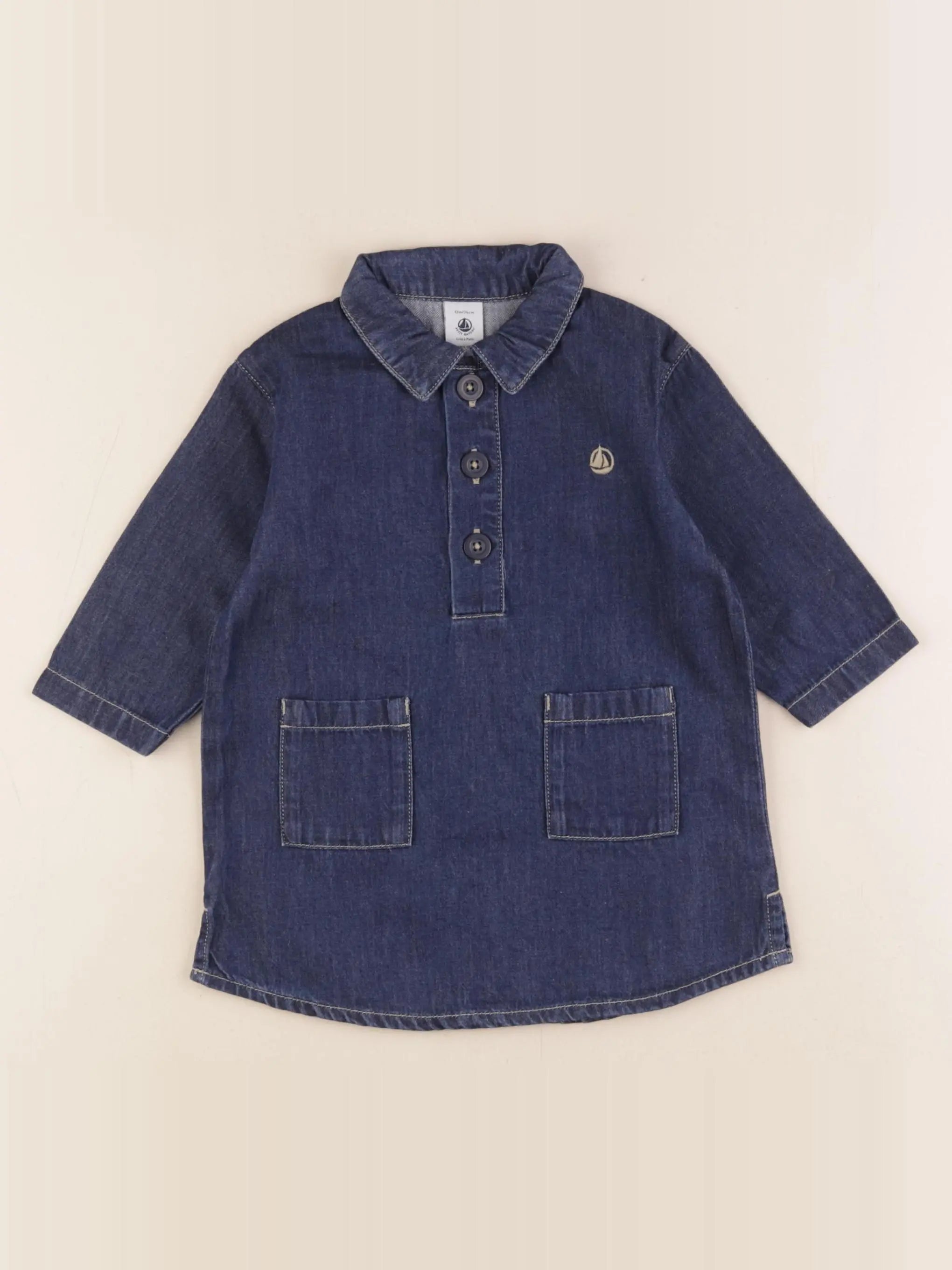 Petit Bateau - robe bleu - 12 mois